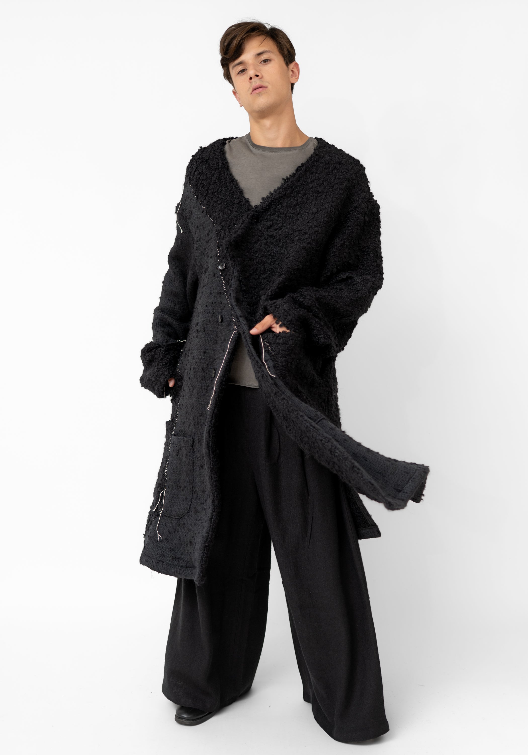 Shiro Textured Wool Blend Maxi Cardigan