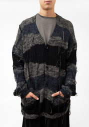 Kyomu Oversized Striped Wool Blend Cardigan