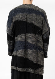 Kyomu Oversized Striped Wool Blend Cardigan