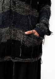 Kyomu Oversized Striped Wool Blend Cardigan