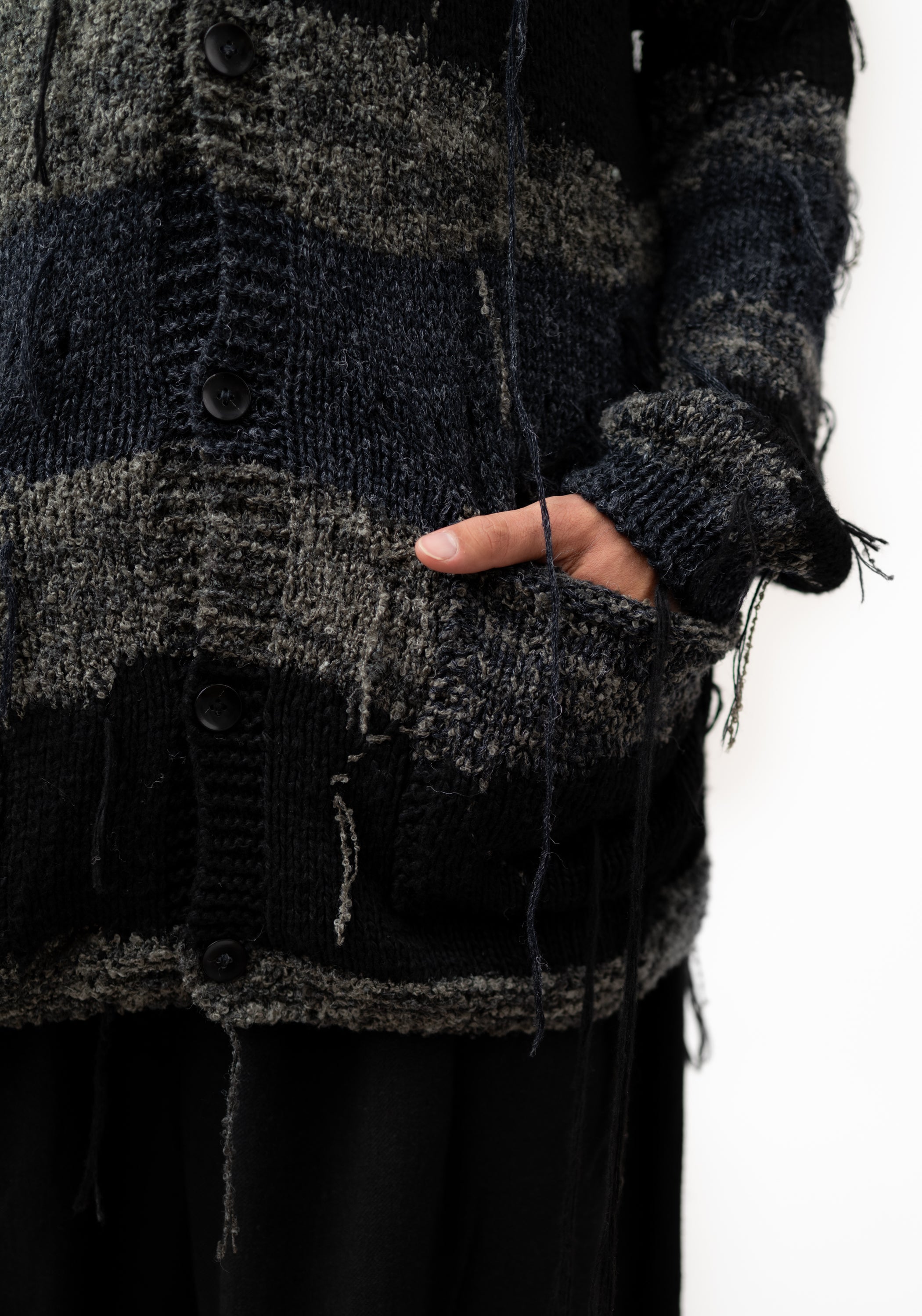 Kyomu Oversized Striped Wool Blend Cardigan