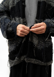 Kyomu Oversized Striped Wool Blend Cardigan