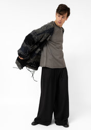 Kyomu Oversized Striped Wool Blend Cardigan
