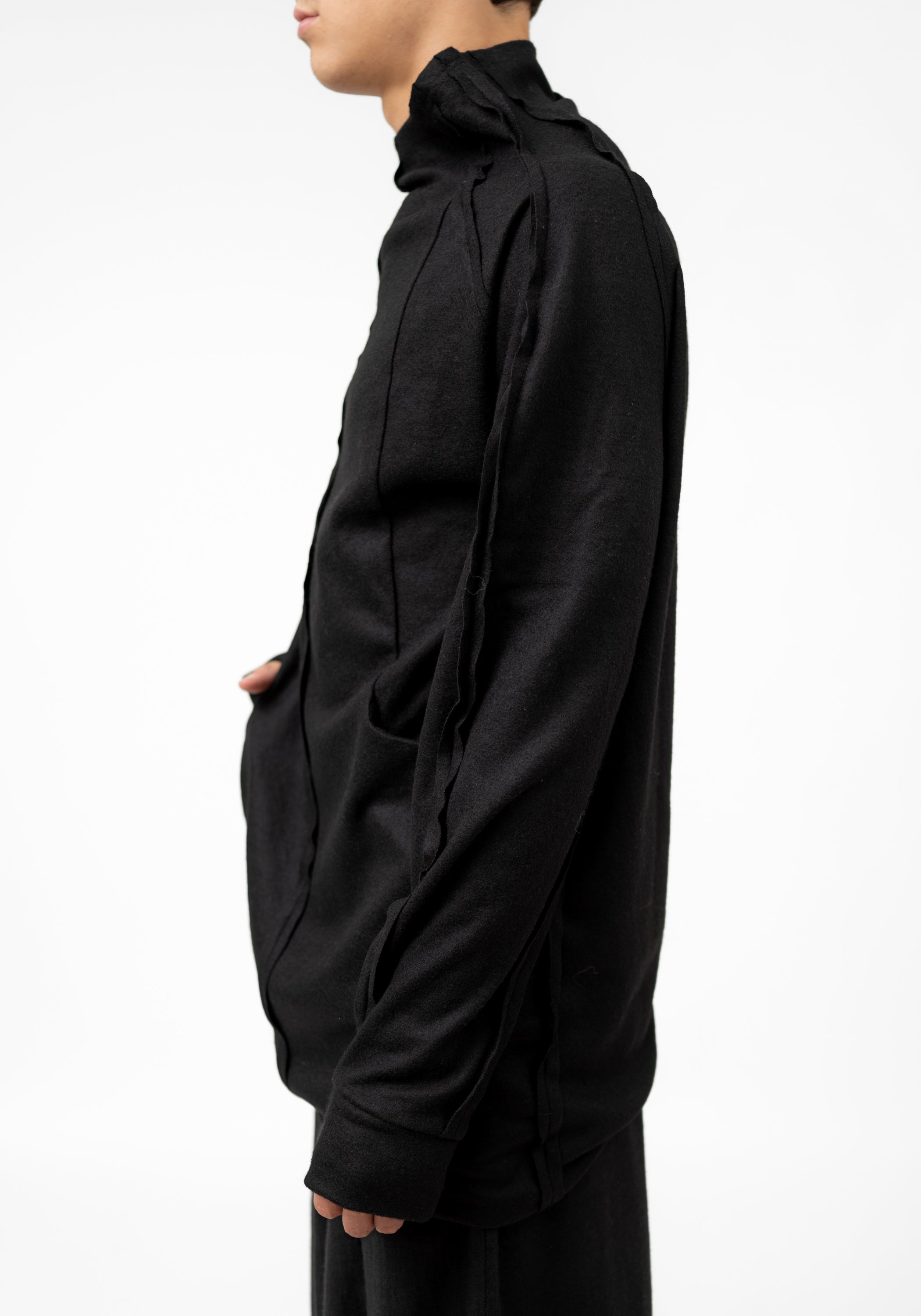 Isao High Neck Seam Detail Wool Pullover