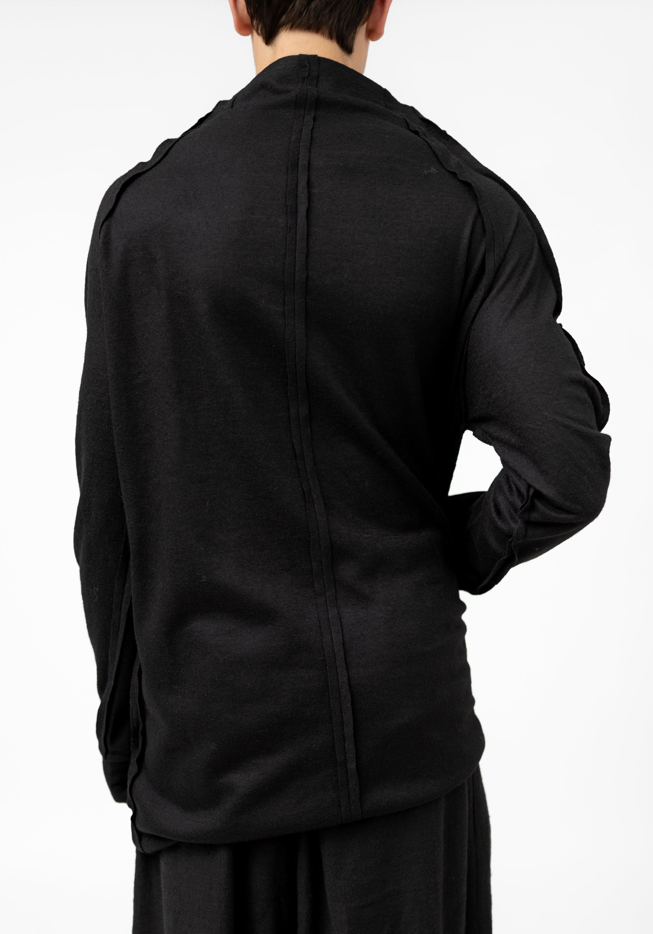 Isao High Neck Seam Detail Wool Pullover