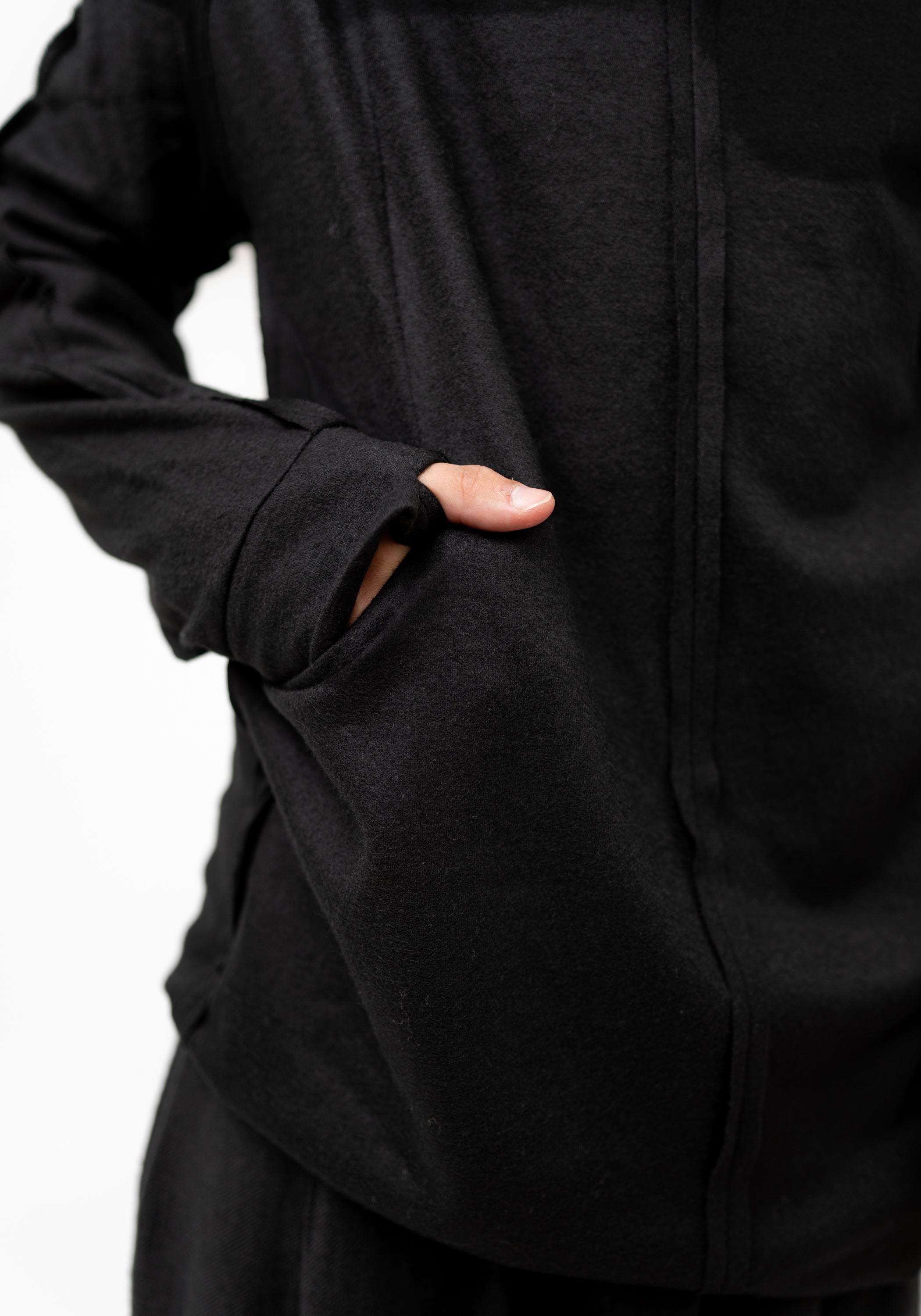 Isao High Neck Seam Detail Wool Pullover