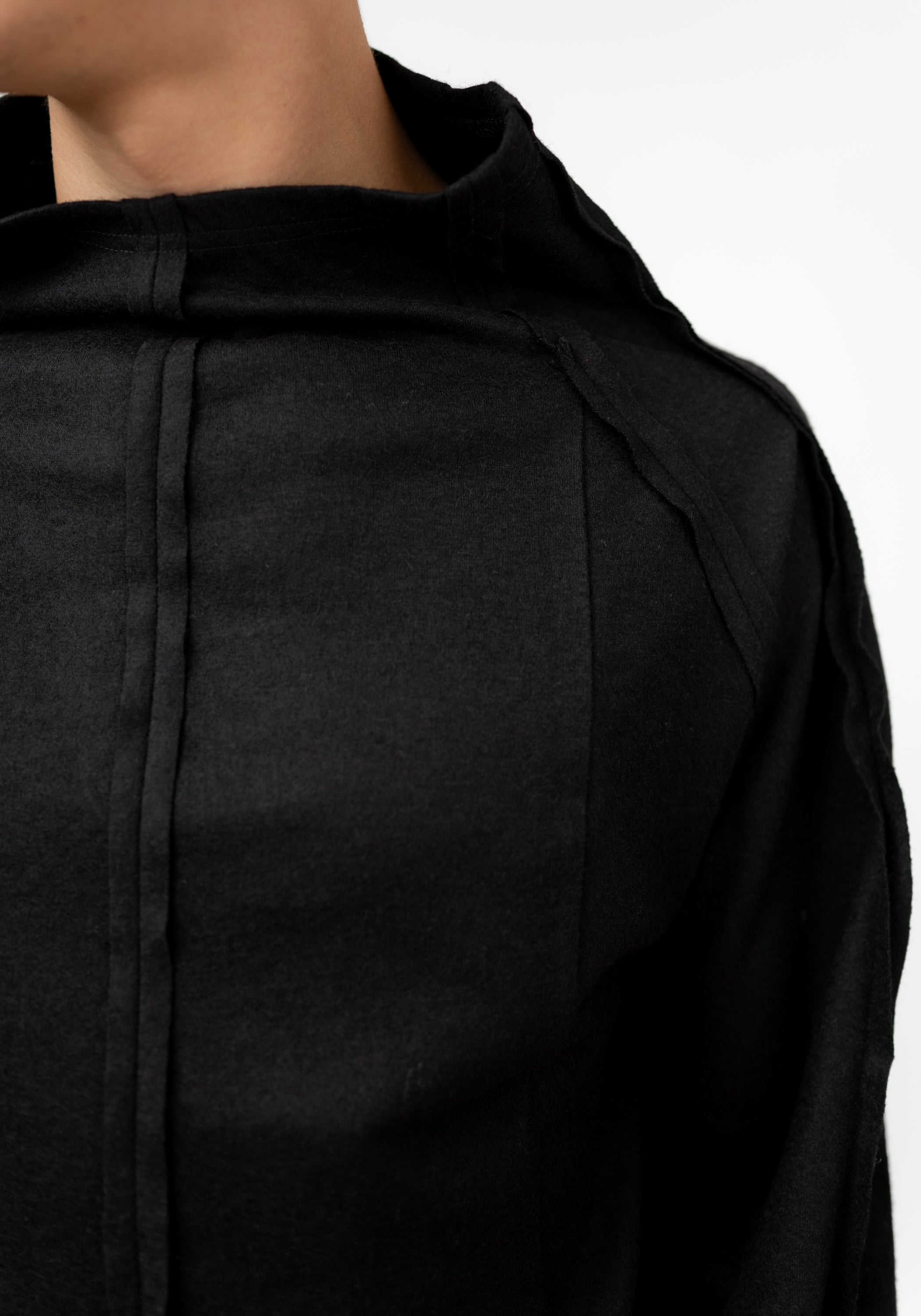 Isao High Neck Seam Detail Wool Pullover