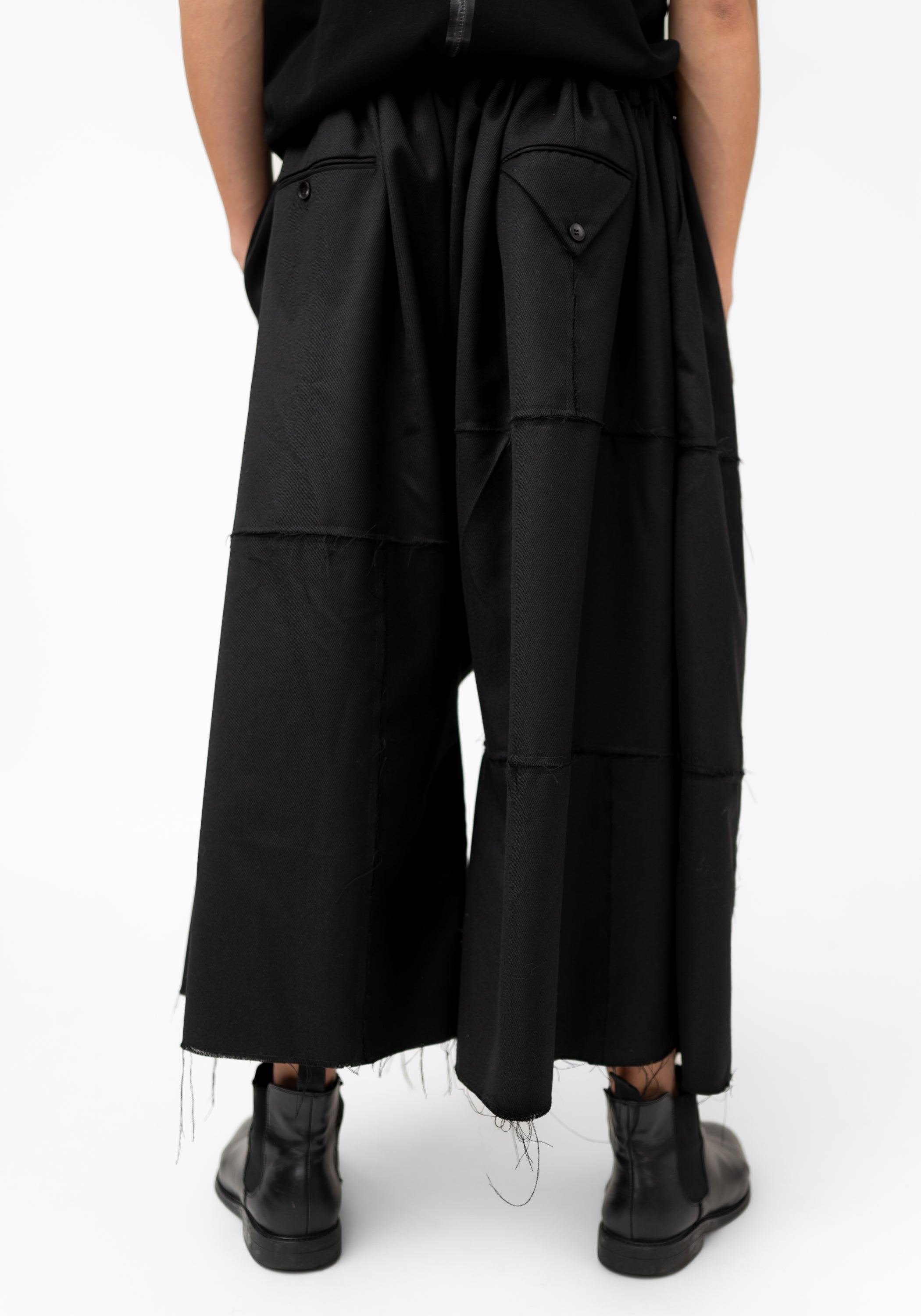 Takumi Cropped Wide Leg Paneled Wool Pants