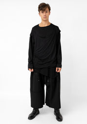 Takumi Cropped Wide Leg Paneled Wool Pants