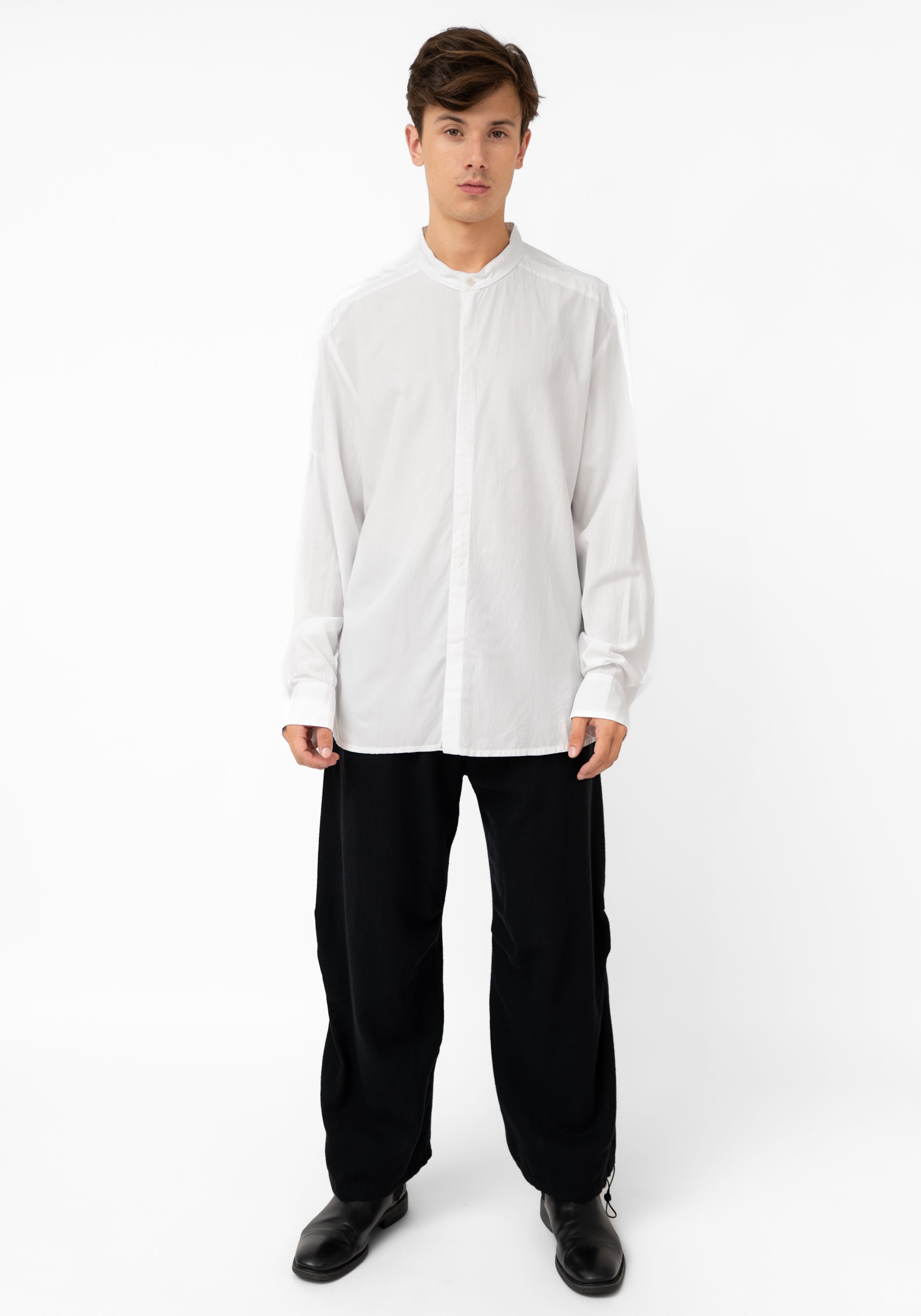 Band Collar Button Front Shirt