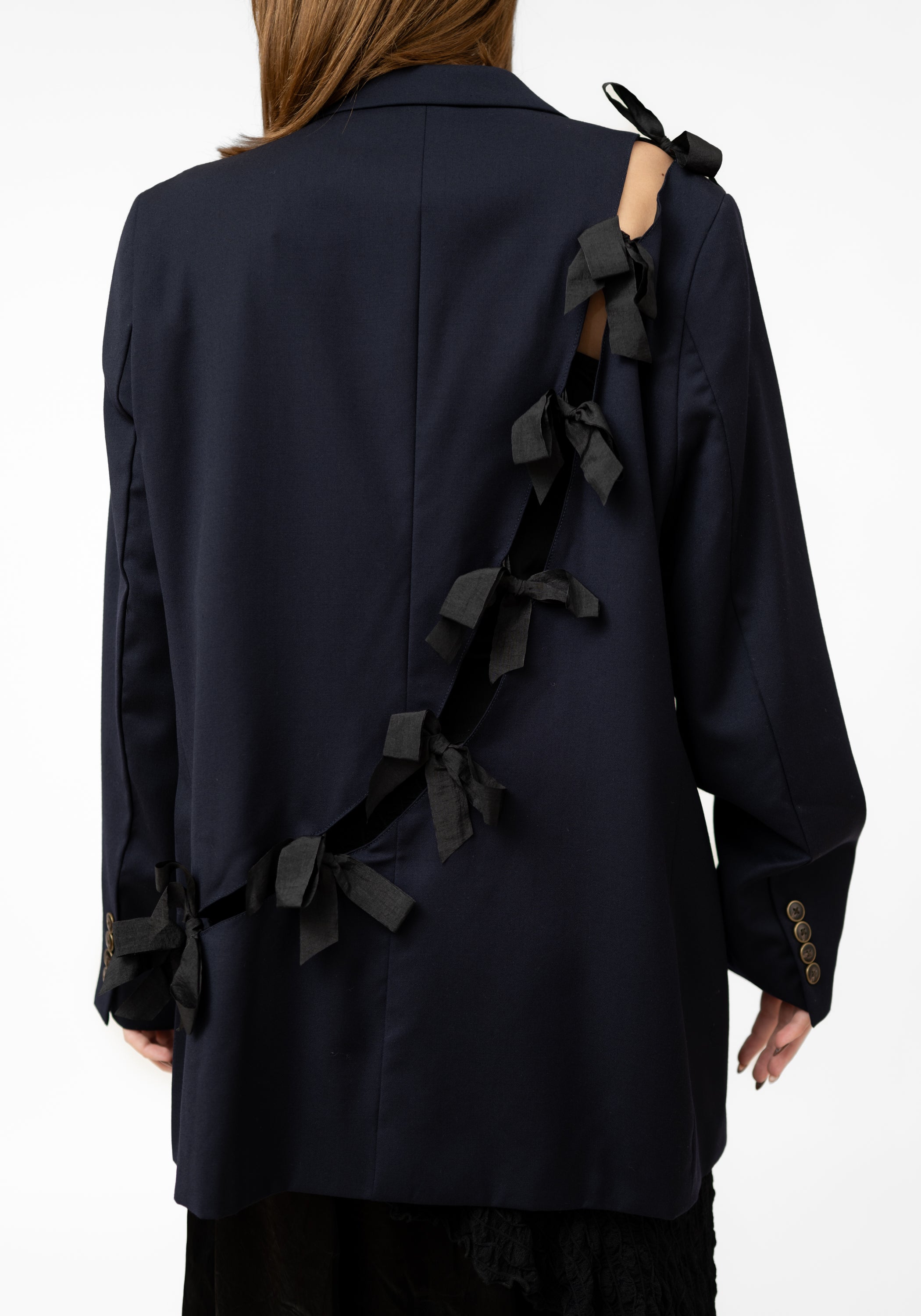 Diagonal Cut-Out Tie Detail Blazer