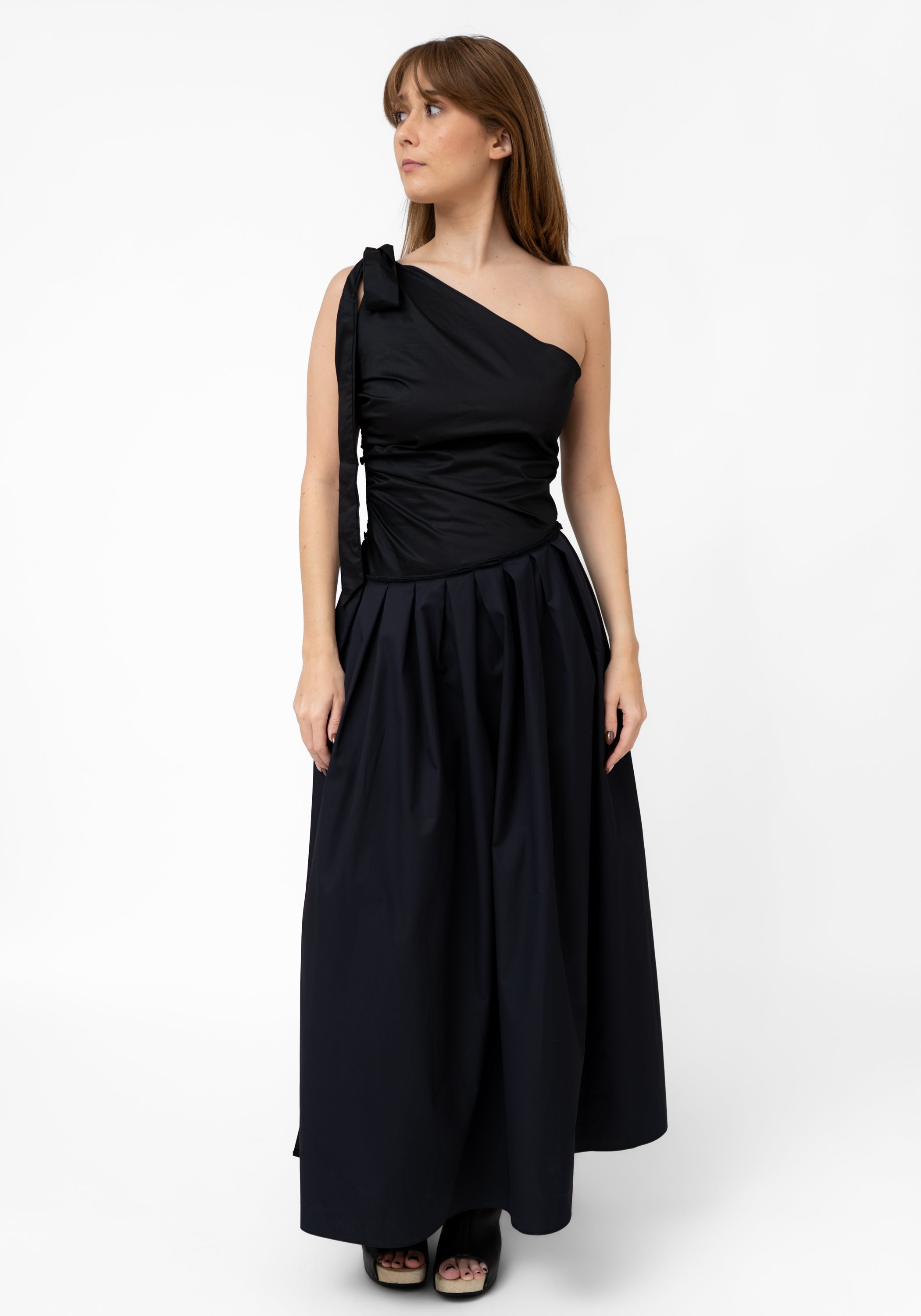 One Shoulder Button Side Maxi Dress