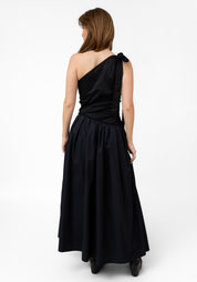 One Shoulder Button Side Maxi Dress