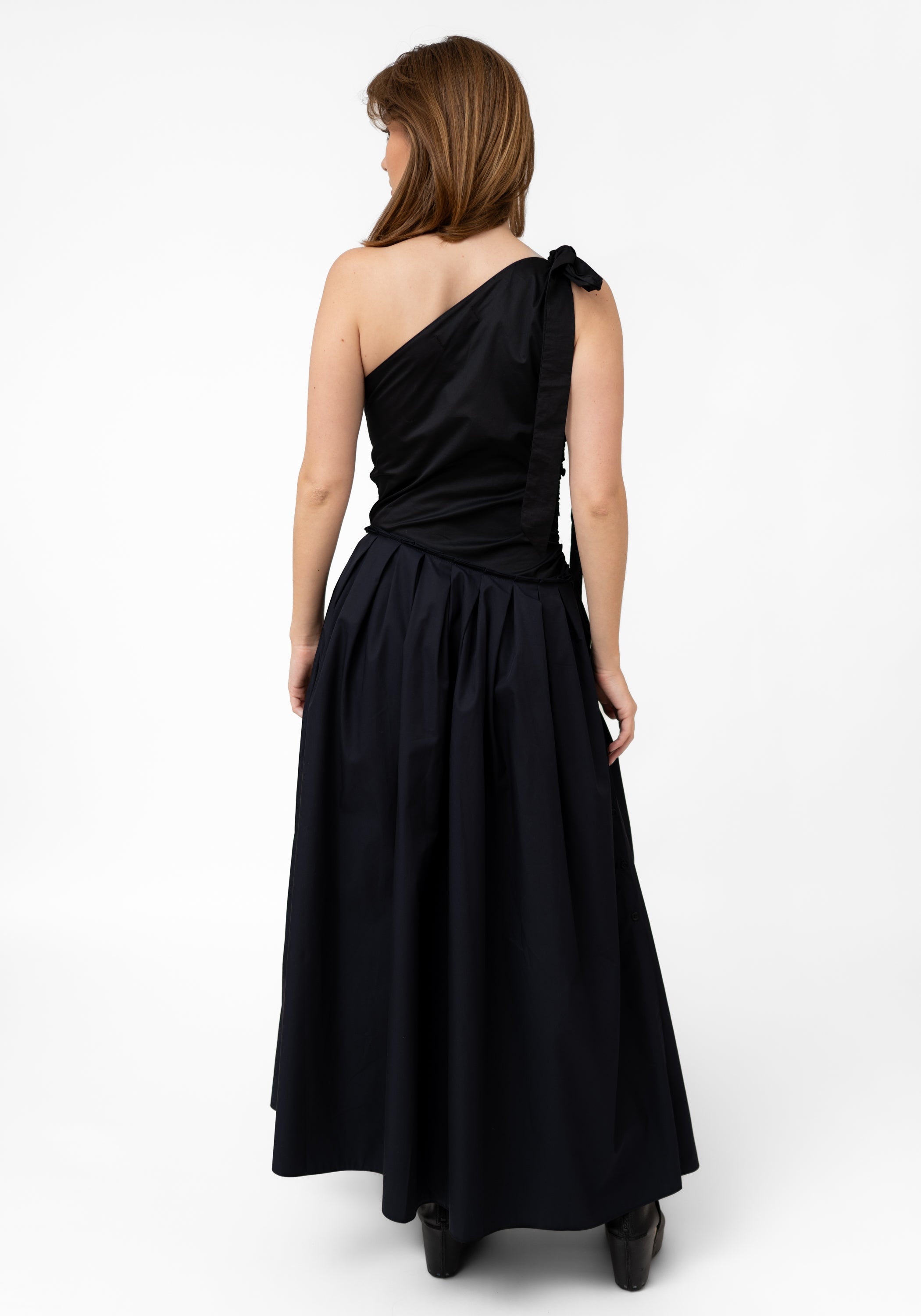 One Shoulder Button Side Maxi Dress