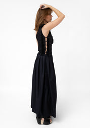 One Shoulder Button Side Maxi Dress
