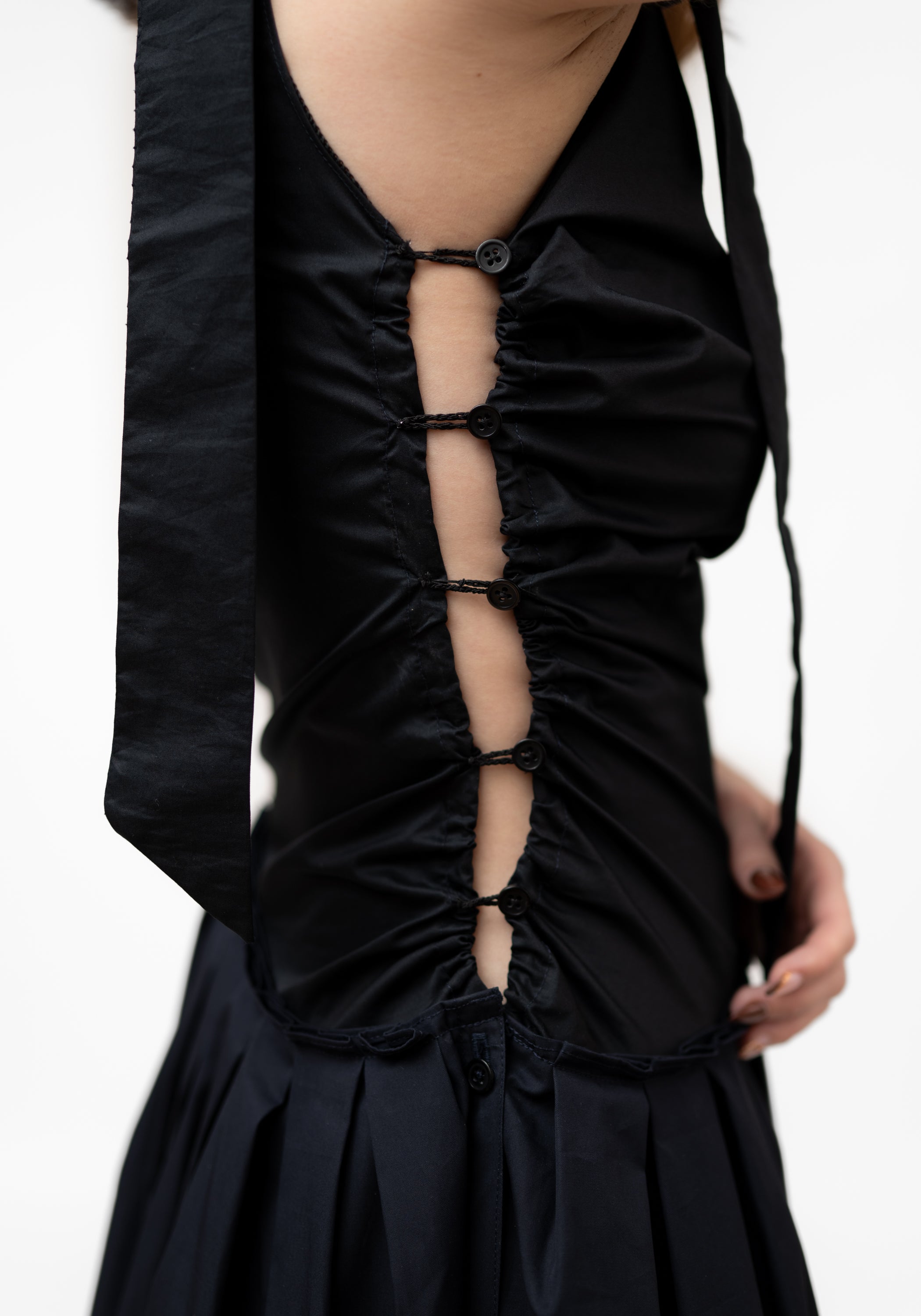 One Shoulder Button Side Maxi Dress