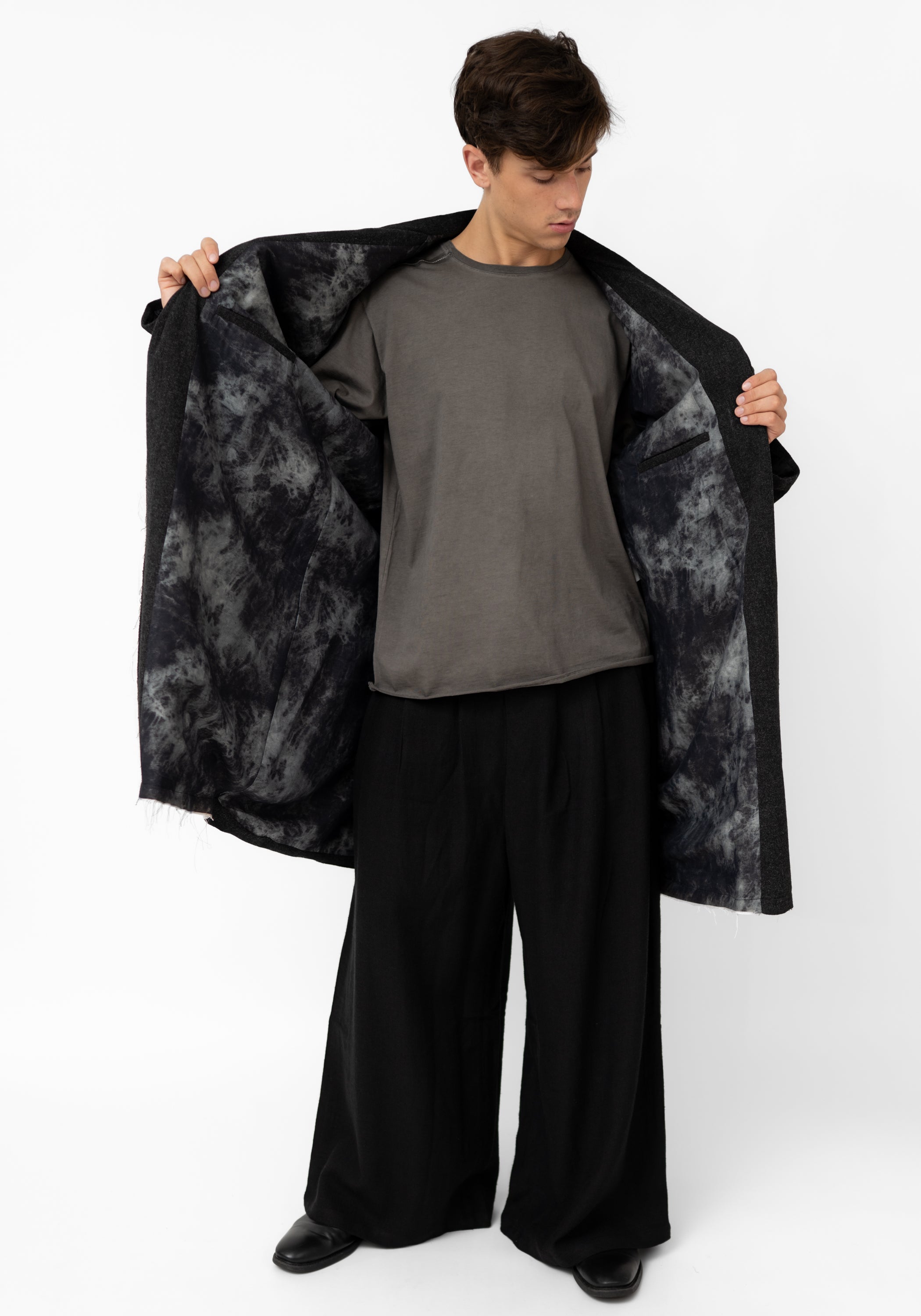 Kiran Oversized Distressed Details Wool Jacket