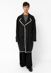 Kiran Oversized Distressed Details Wool Jacket