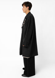 Kiran Oversized Distressed Details Wool Jacket