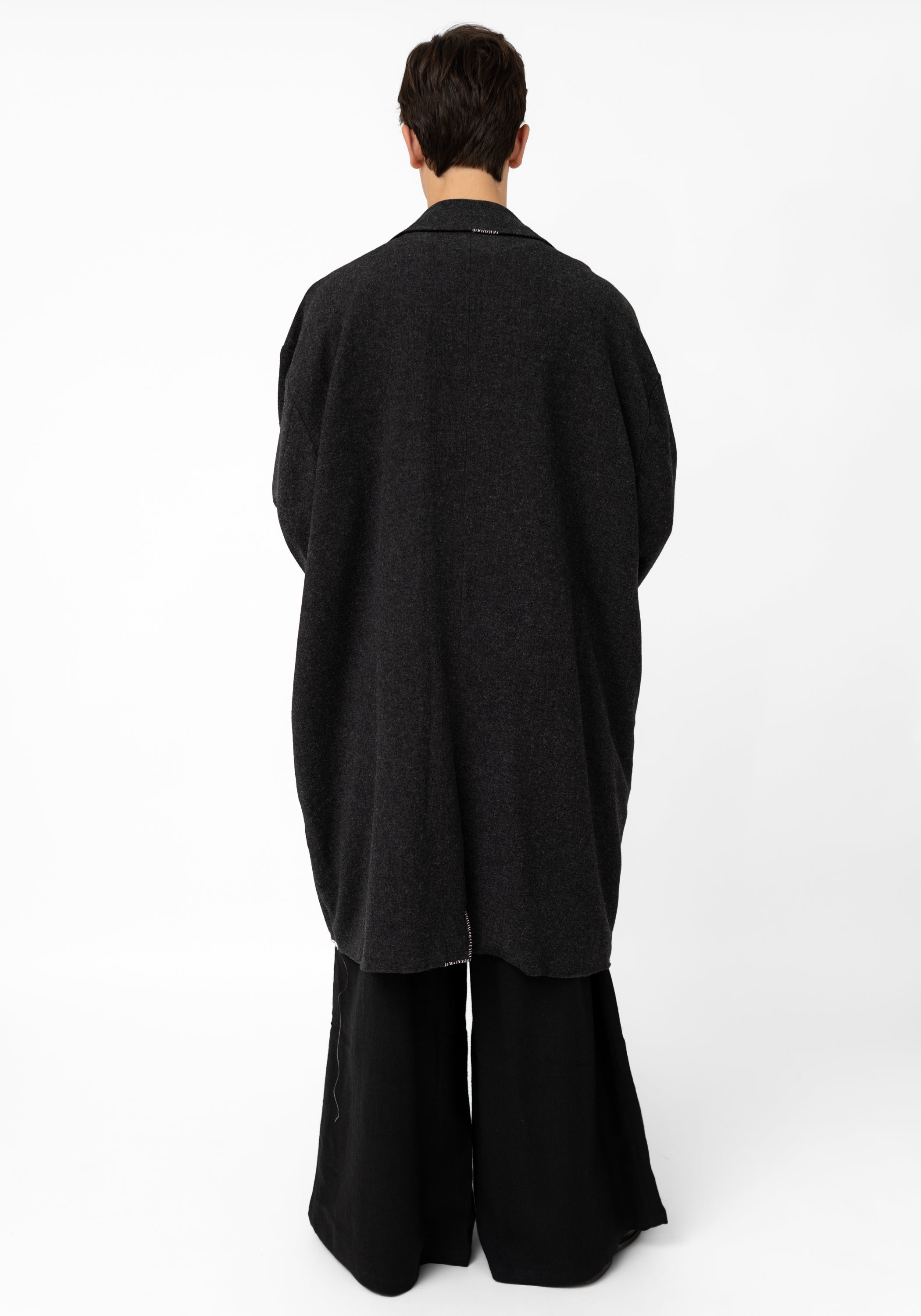 Kiran Oversized Distressed Details Wool Jacket