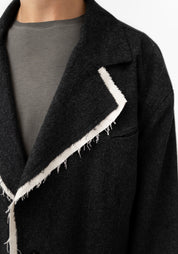 Kiran Oversized Distressed Details Wool Jacket