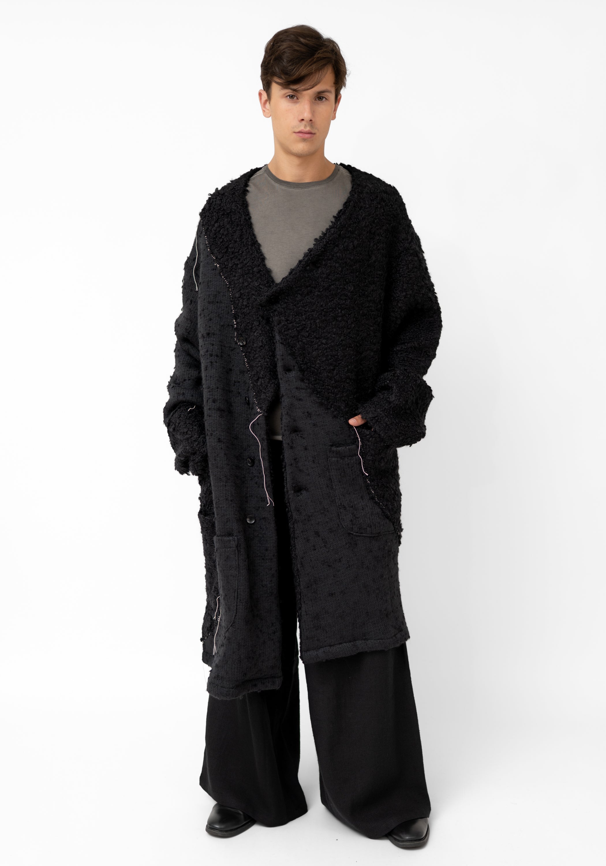 Shiro Textured Wool Blend Maxi Cardigan