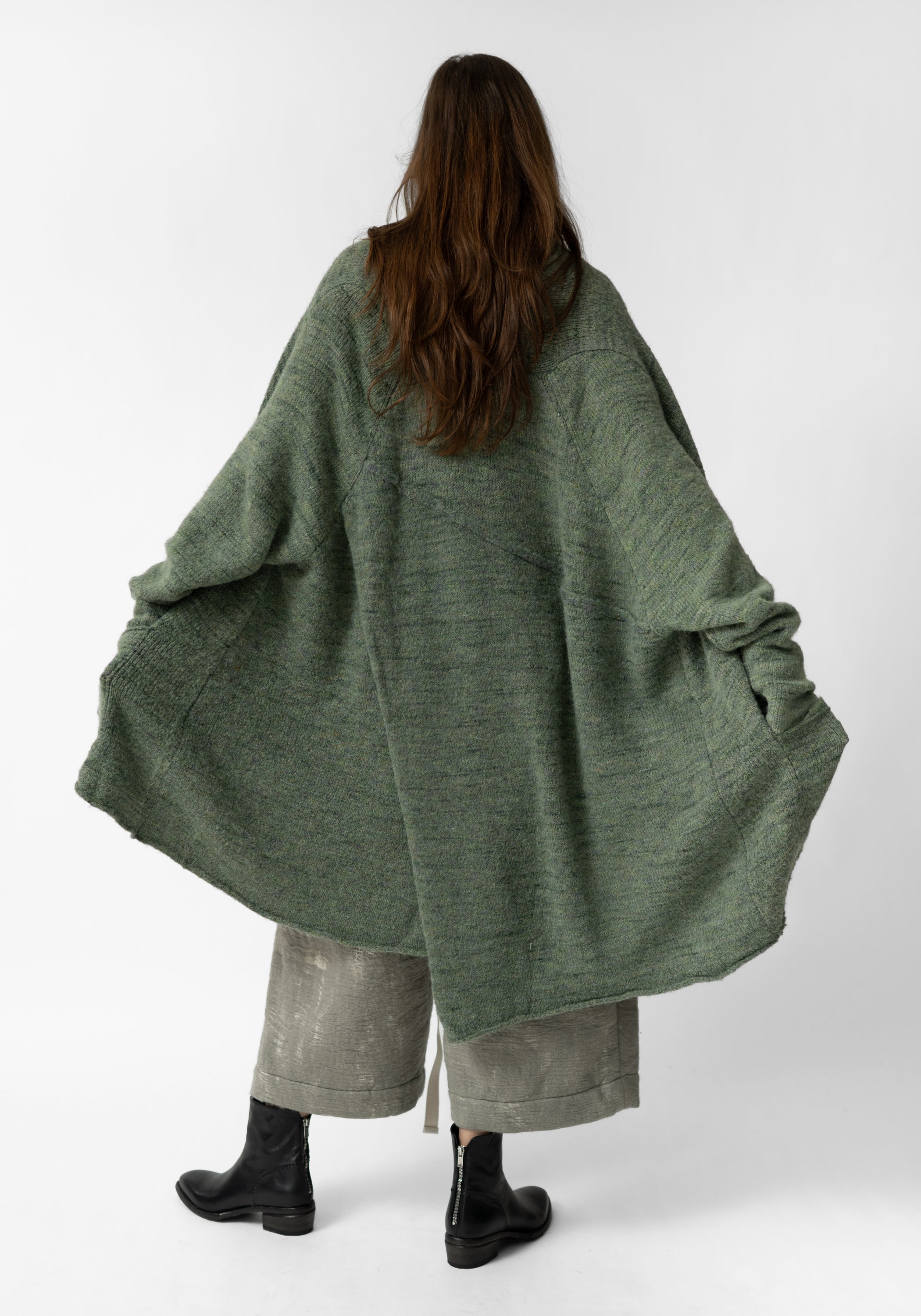 Oversized Open Front Wool Blend Knit Cardigan
