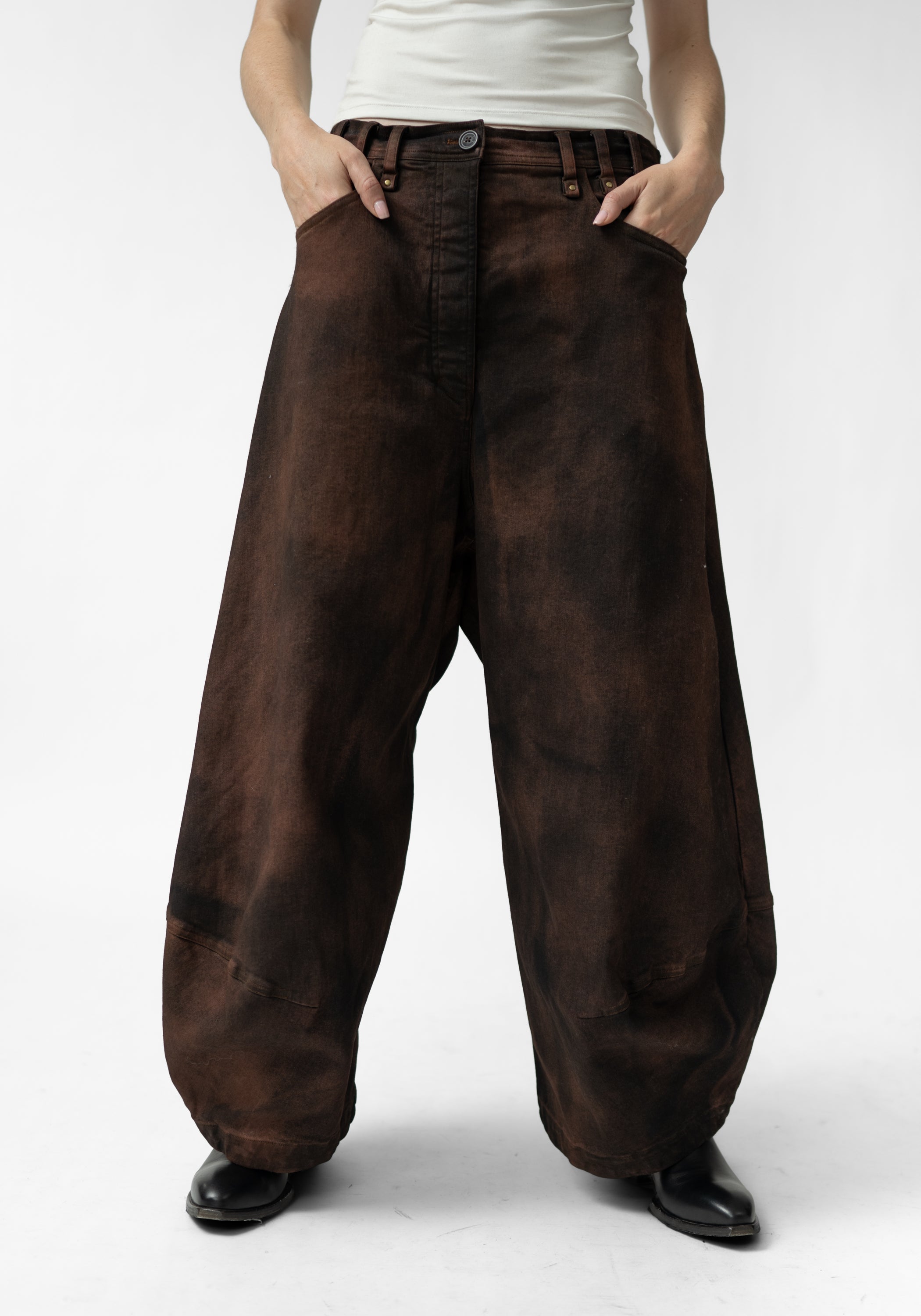 Over dyed Drop Seat Tapered Balloon Leg Pants