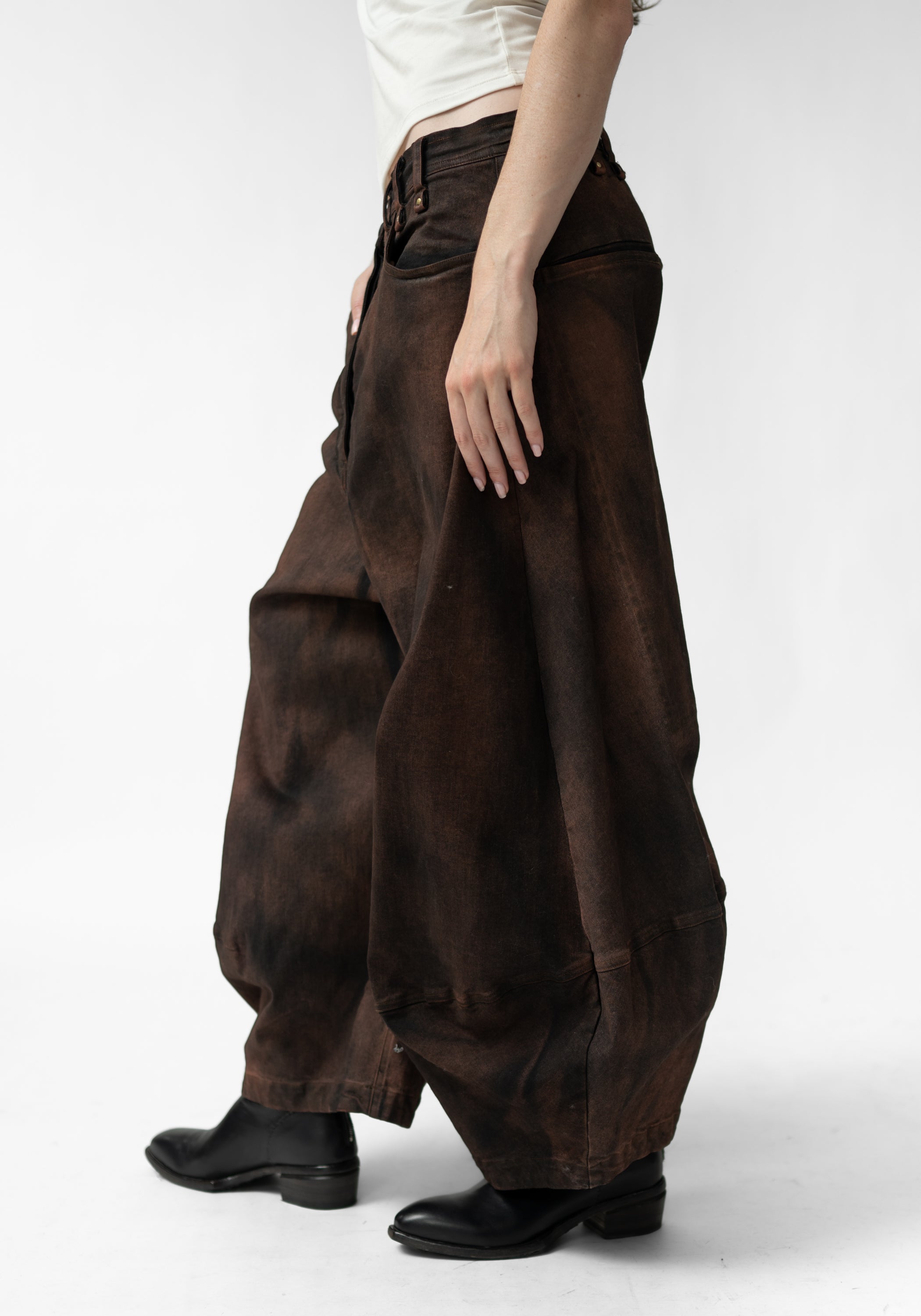 Over dyed Drop Seat Tapered Balloon Leg Pants