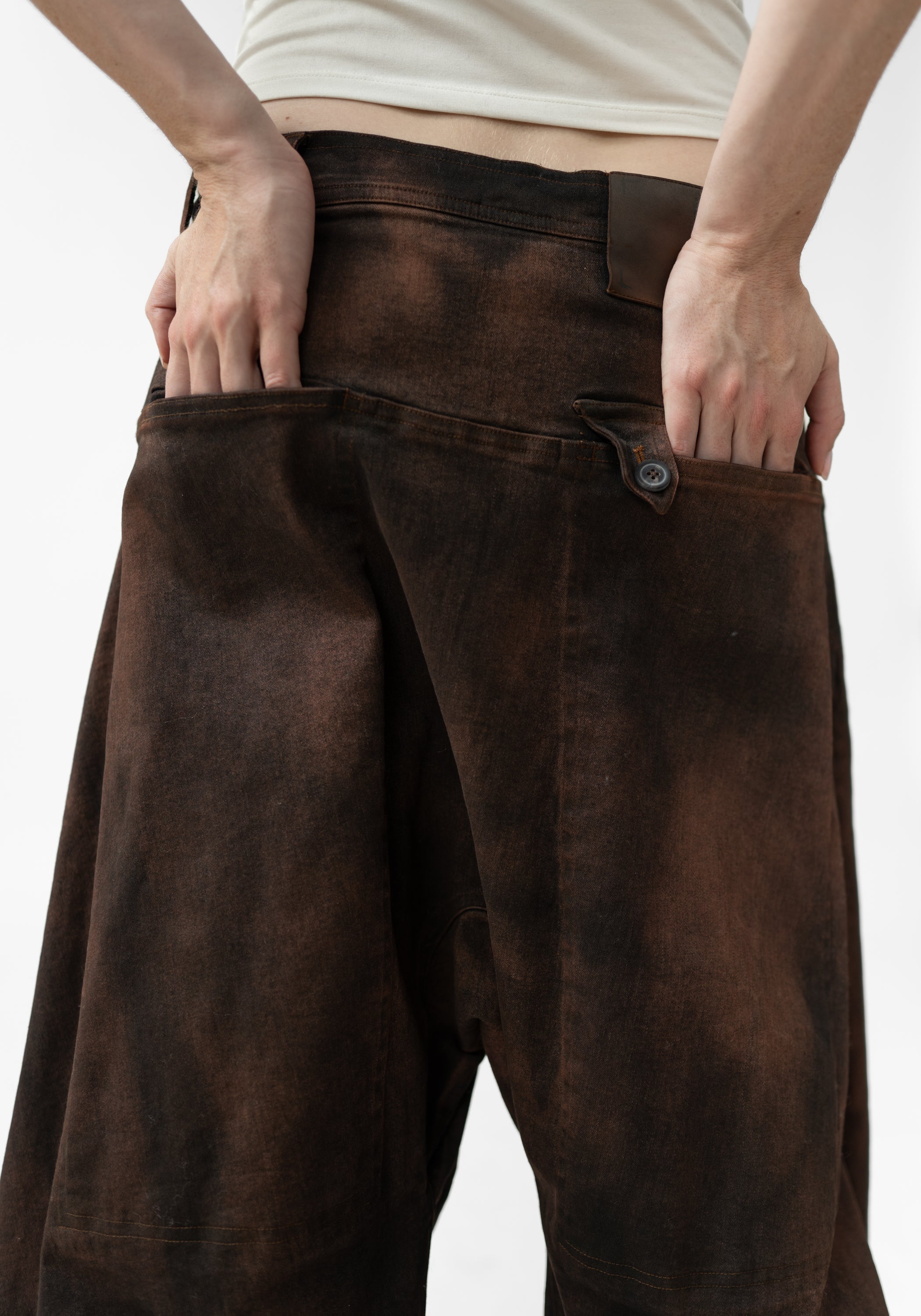 Over dyed Drop Seat Tapered Balloon Leg Pants