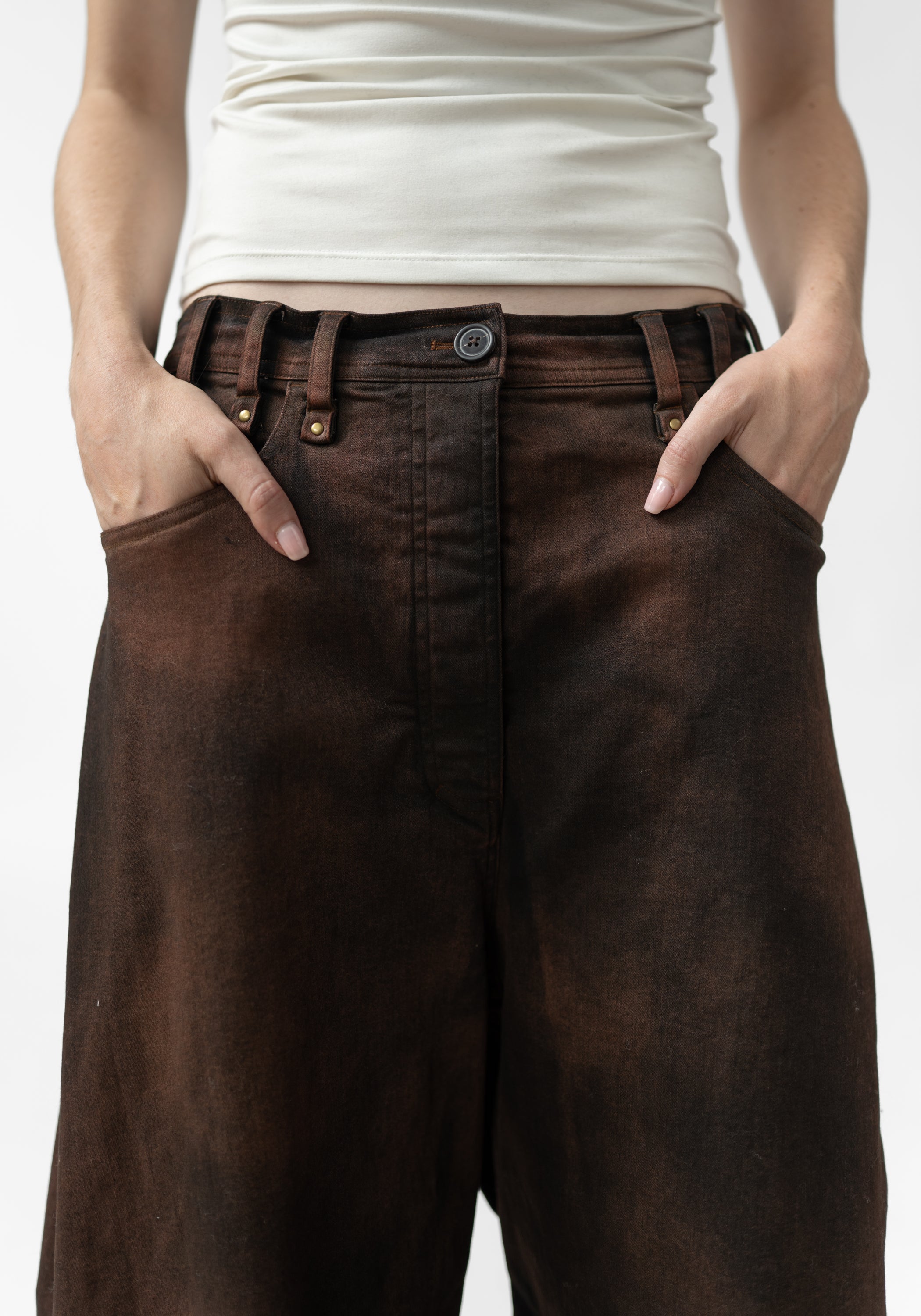 Over dyed Drop Seat Tapered Balloon Leg Pants