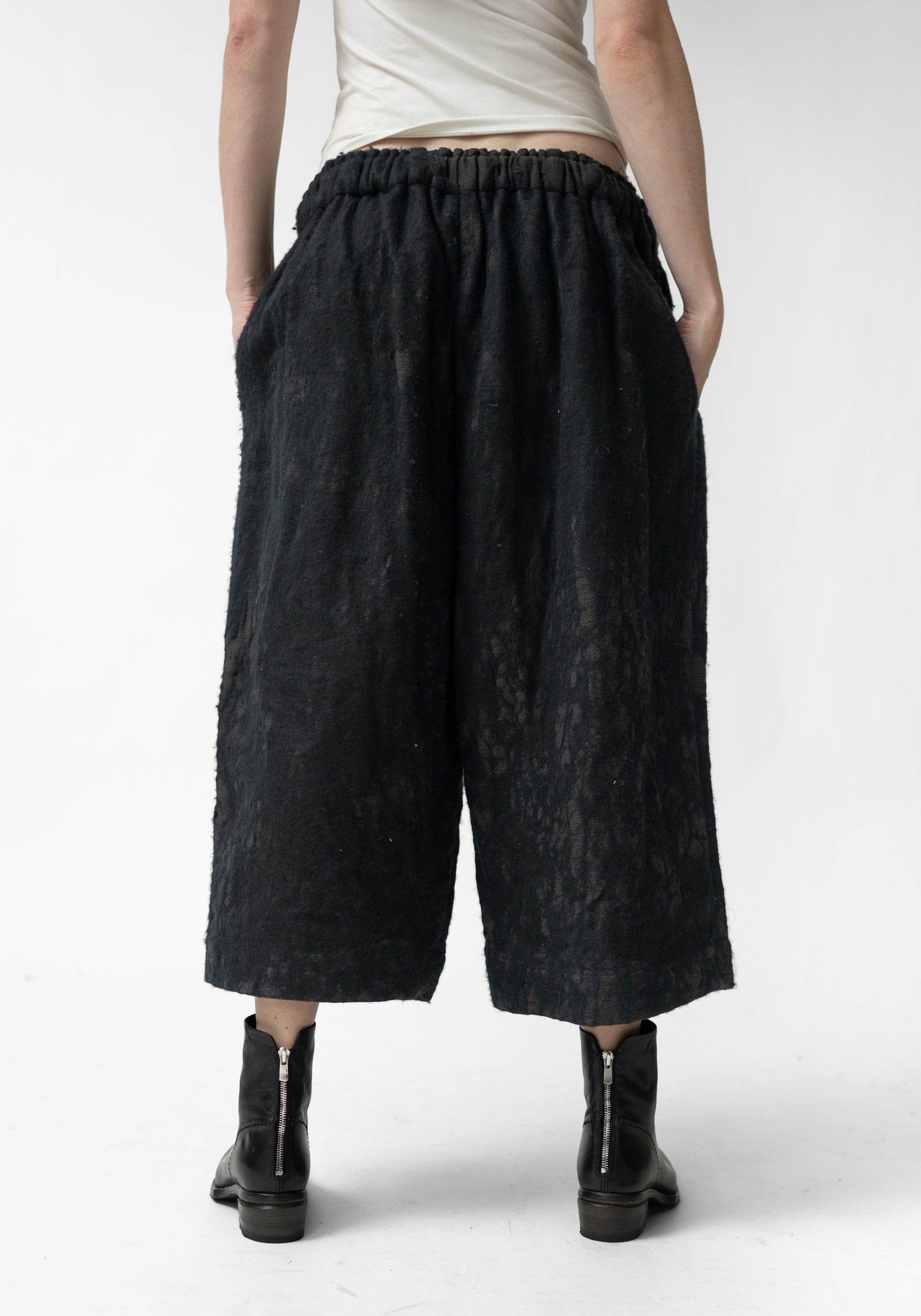 Drop Seat Wide Leg Felted Wool Pants