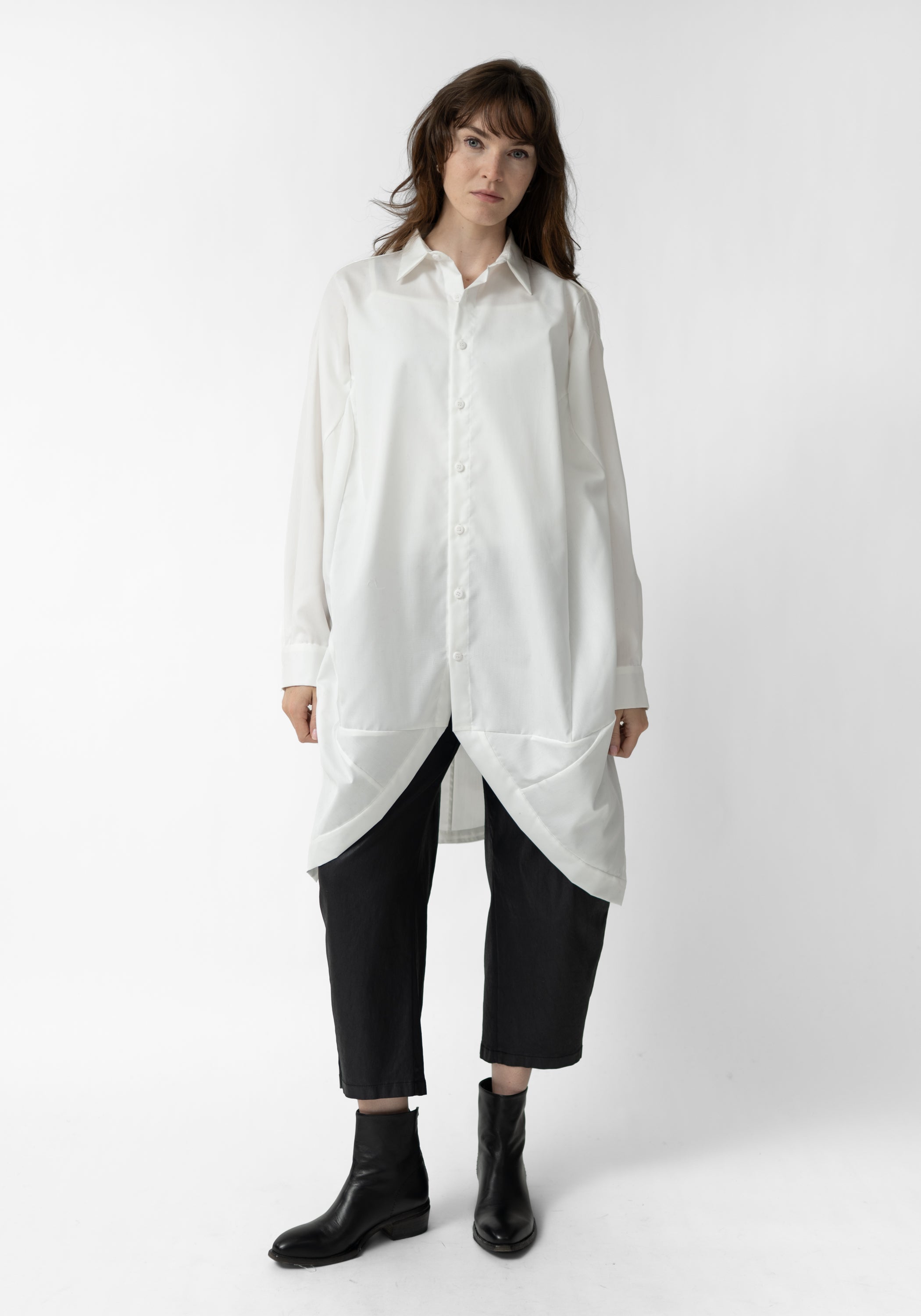 Oversized Asymmetric Button Front Blouse