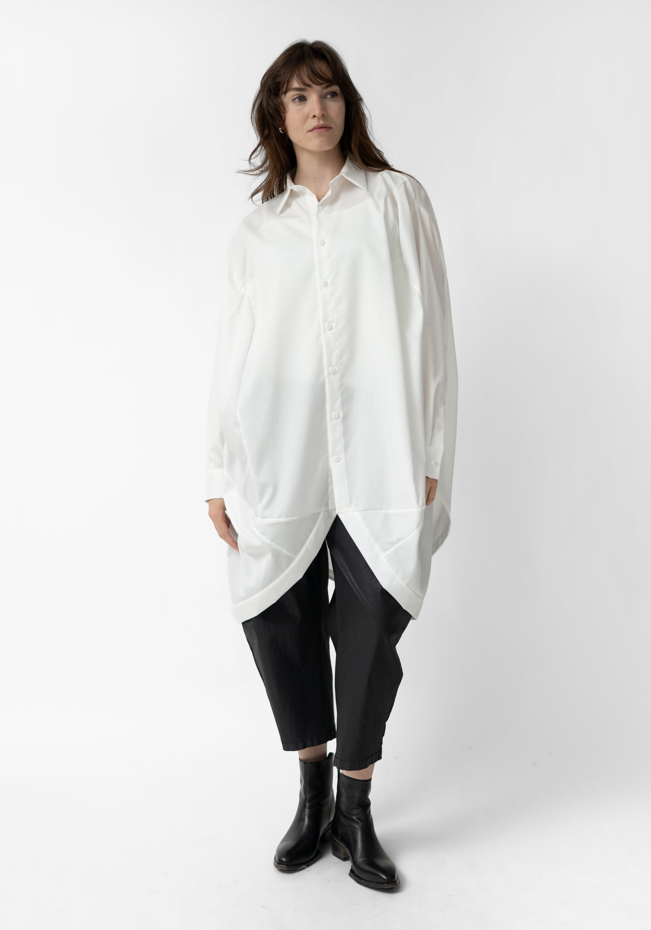 Oversized Asymmetric Button Front Blouse