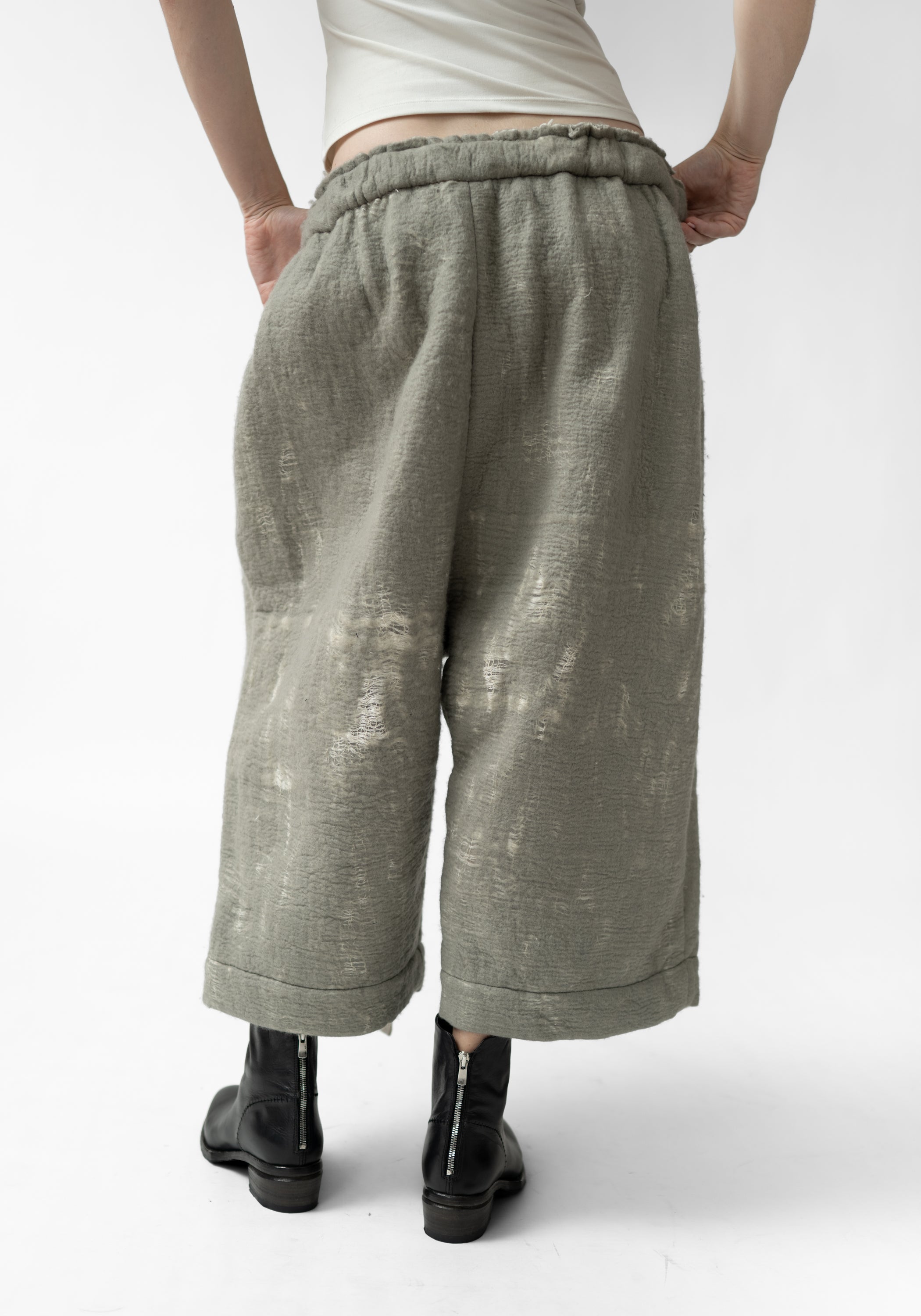Drop Seat Wide Leg Felted Wool Pants