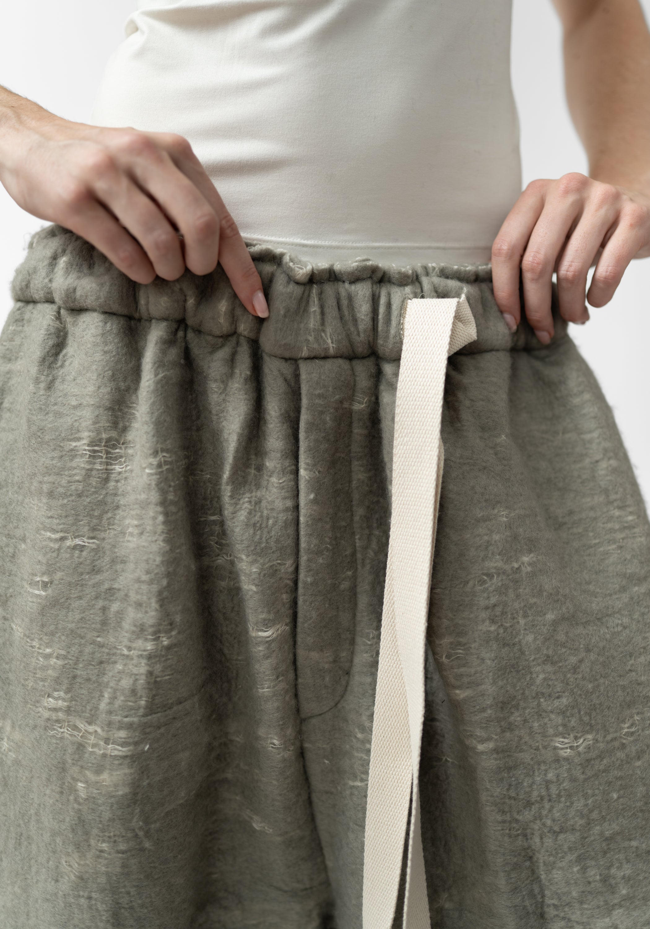 Drop Seat Wide Leg Felted Wool Pants