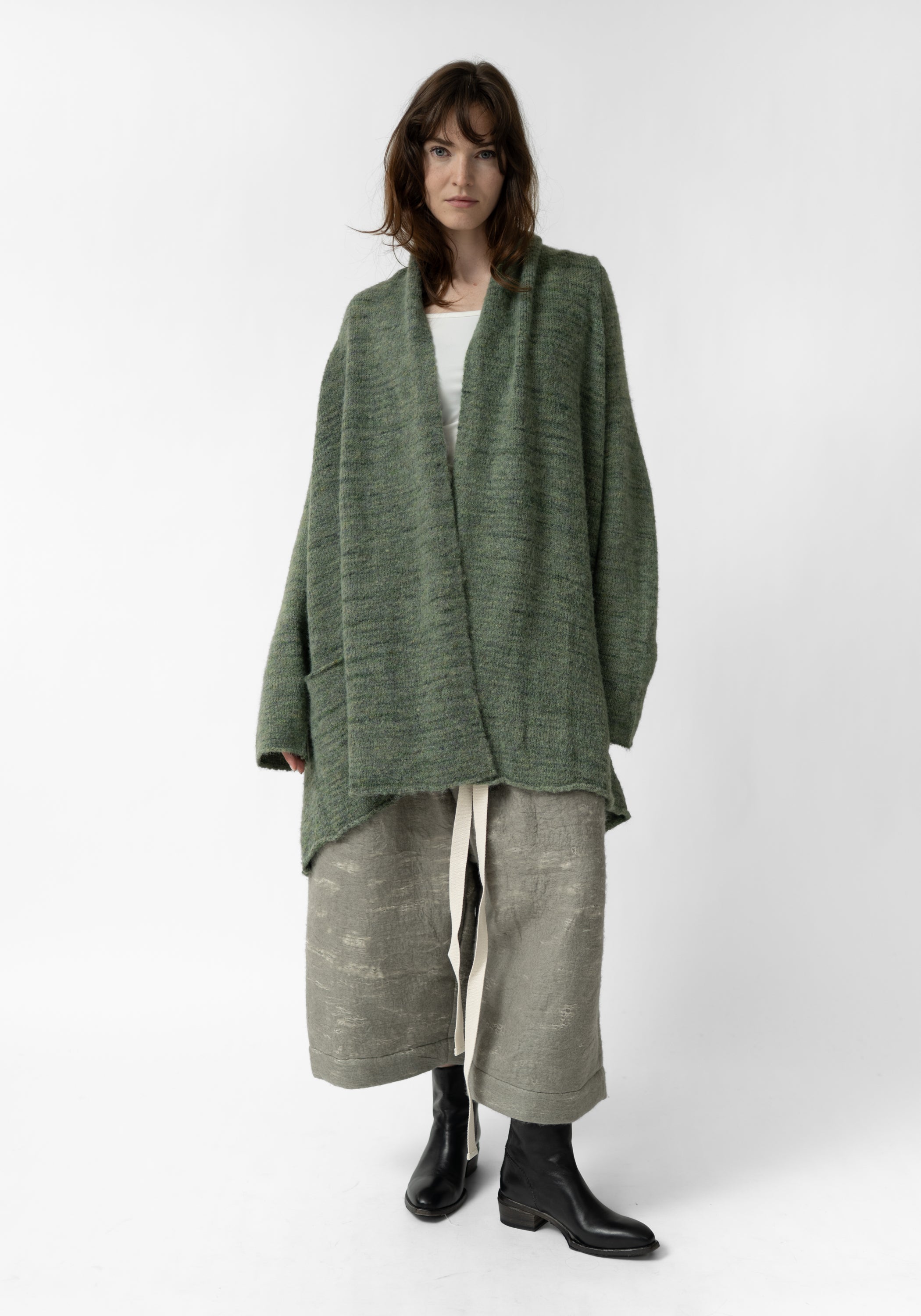 Oversized Open Front Wool Blend Knit Cardigan