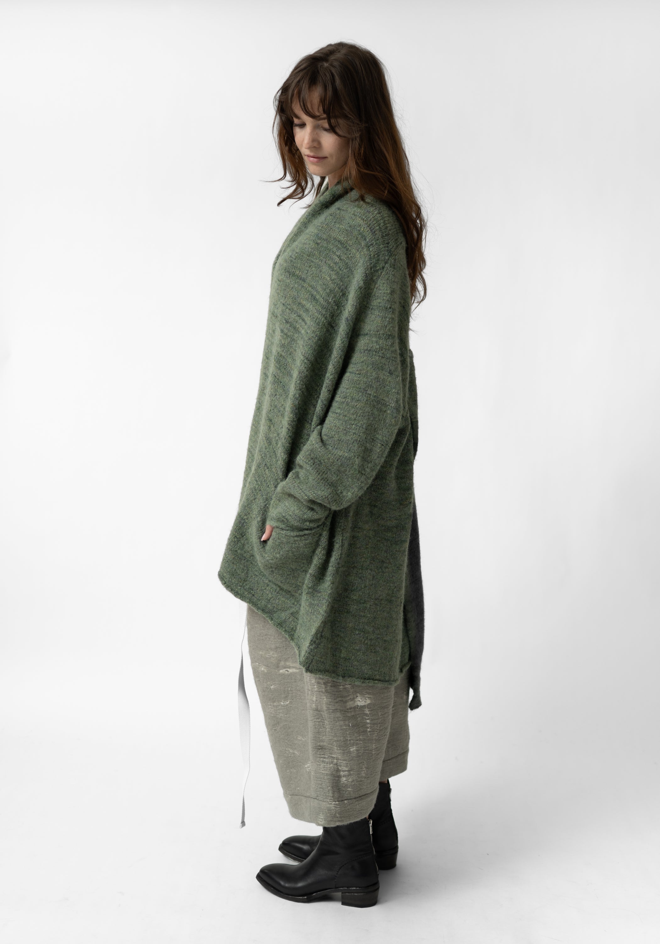 Oversized Open Front Wool Blend Knit Cardigan