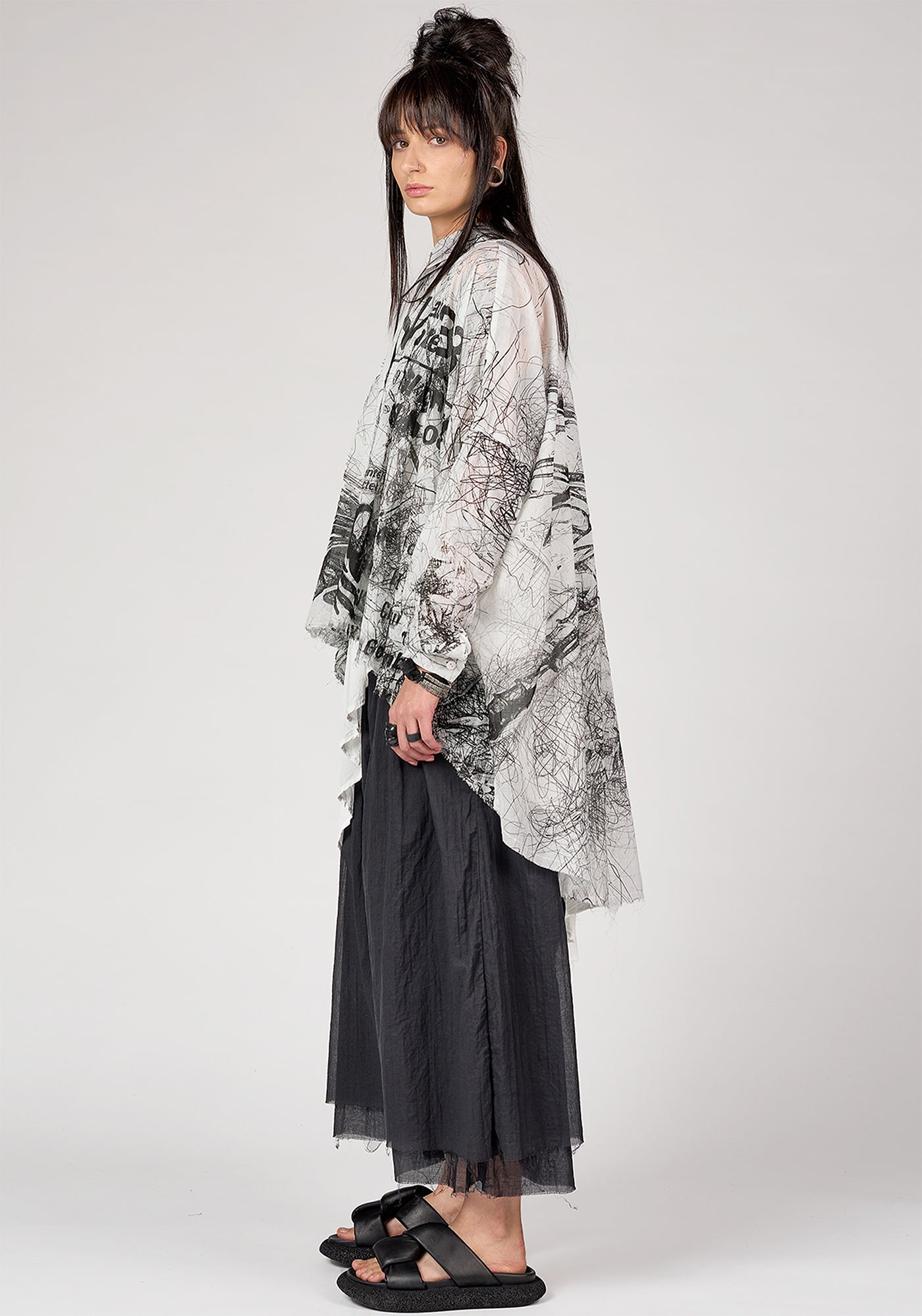 NB 2092 Arta Asymmetric Semi-Sheer Tunic Blouse - December Thieves