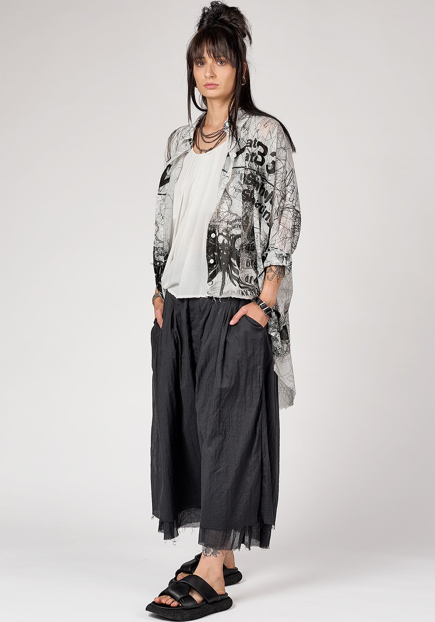 NB 2092 Arta Asymmetric Semi-Sheer Tunic Blouse - December Thieves