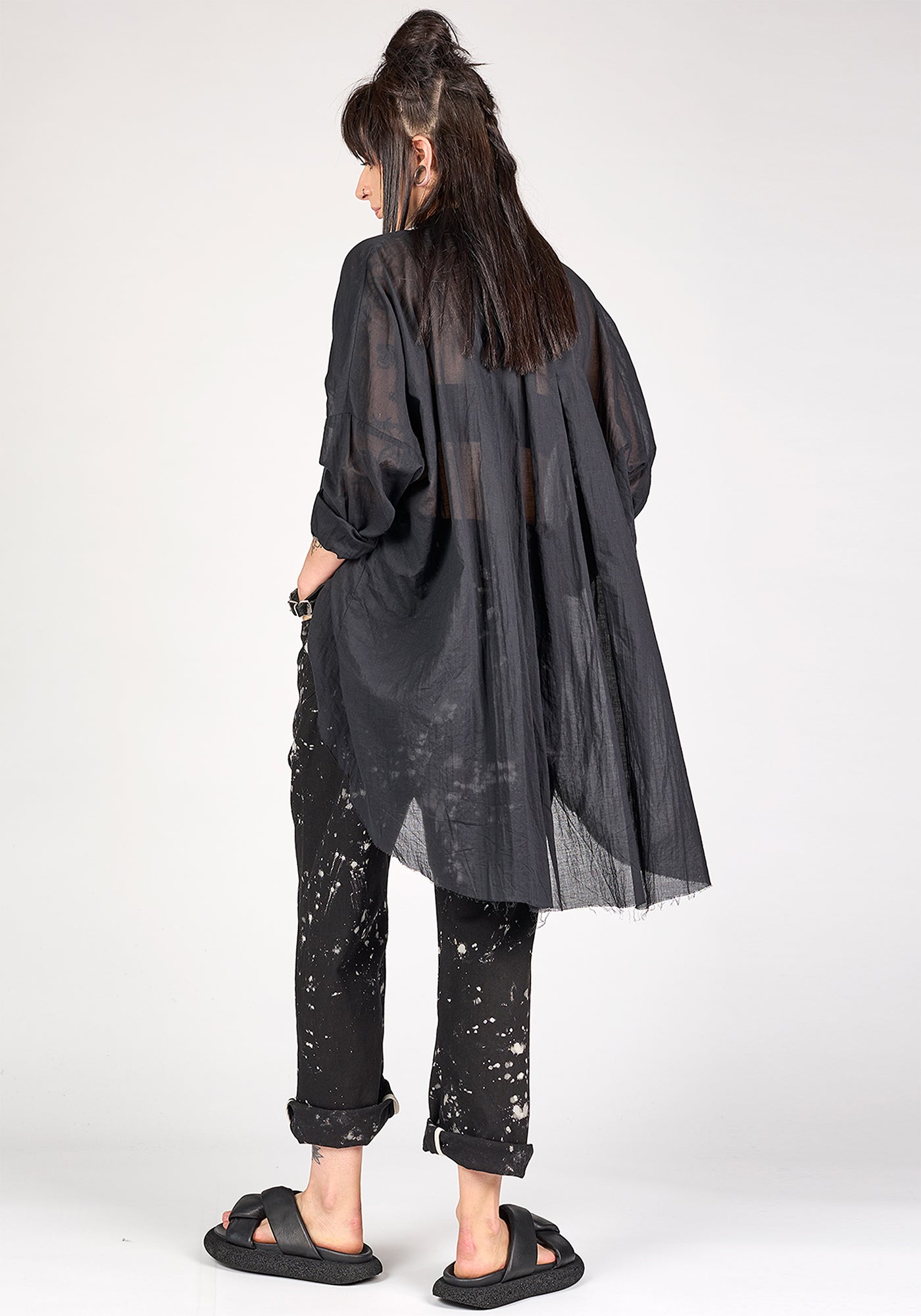 NB 2092 Arta Asymmetric Semi-Sheer Tunic Blouse - December Thieves