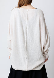 Jojo Asymmetric Oversized Drop Shoulder Wool Blend Knit Pullover