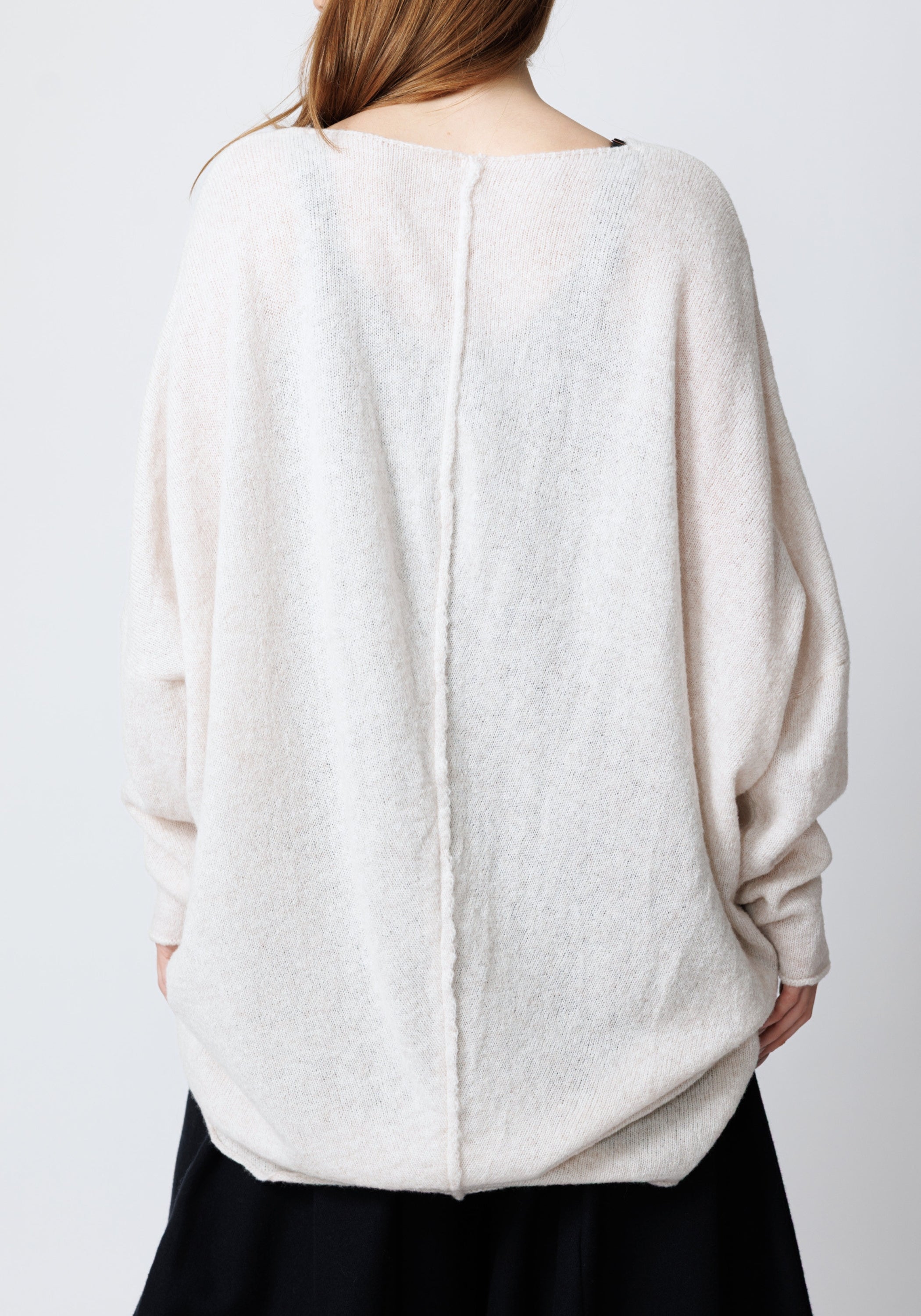 Jojo Asymmetric Oversized Drop Shoulder Wool Blend Knit Pullover