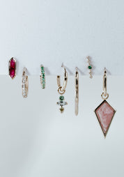 Single 9k Gold Mixed Gemstone Plaque and Round Clicker Hoop