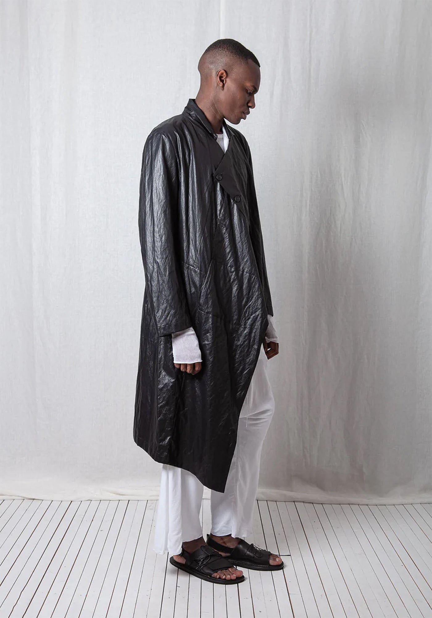 Coated Viscose Draped Panels Coat