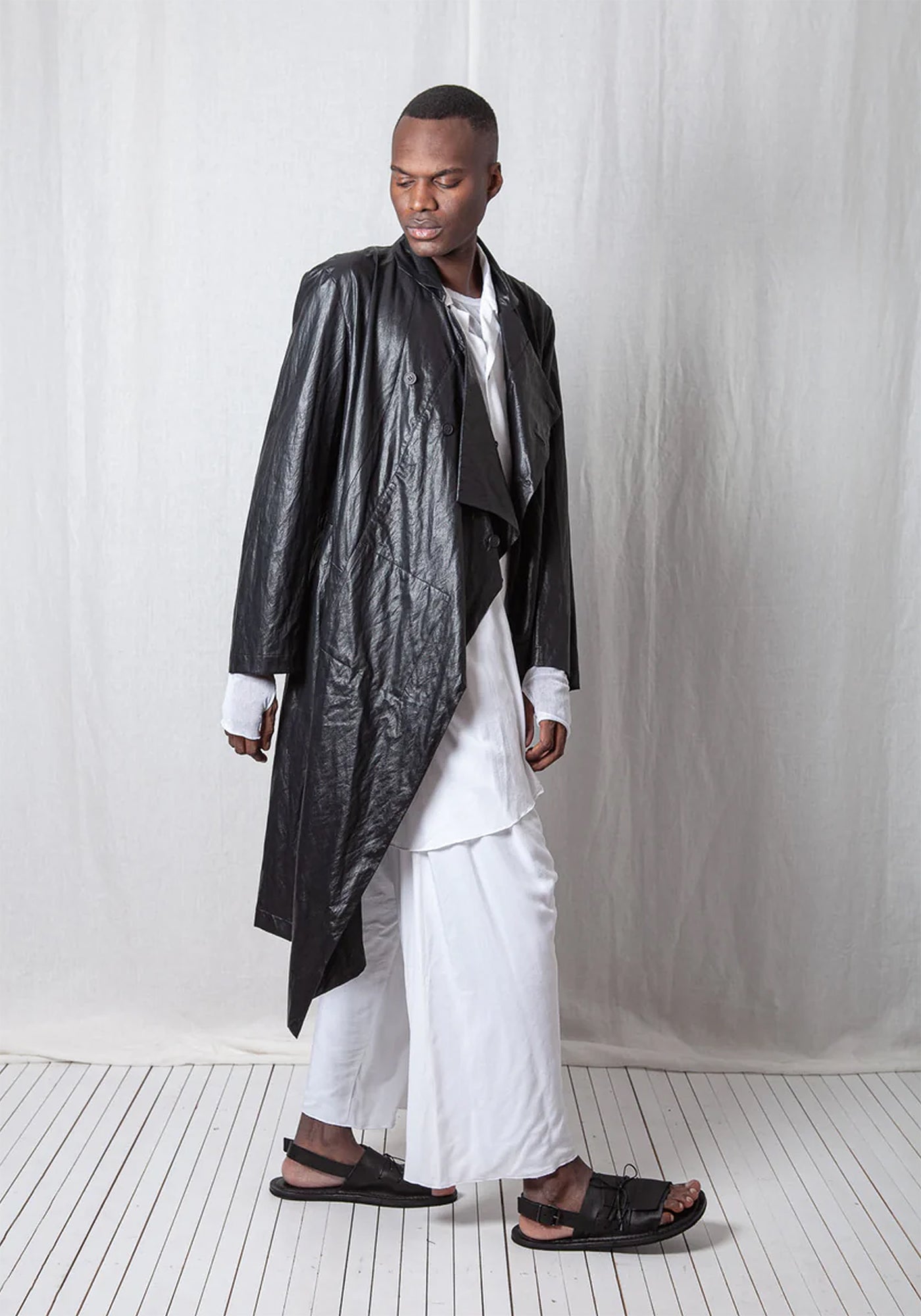 Coated Viscose Draped Panels Coat