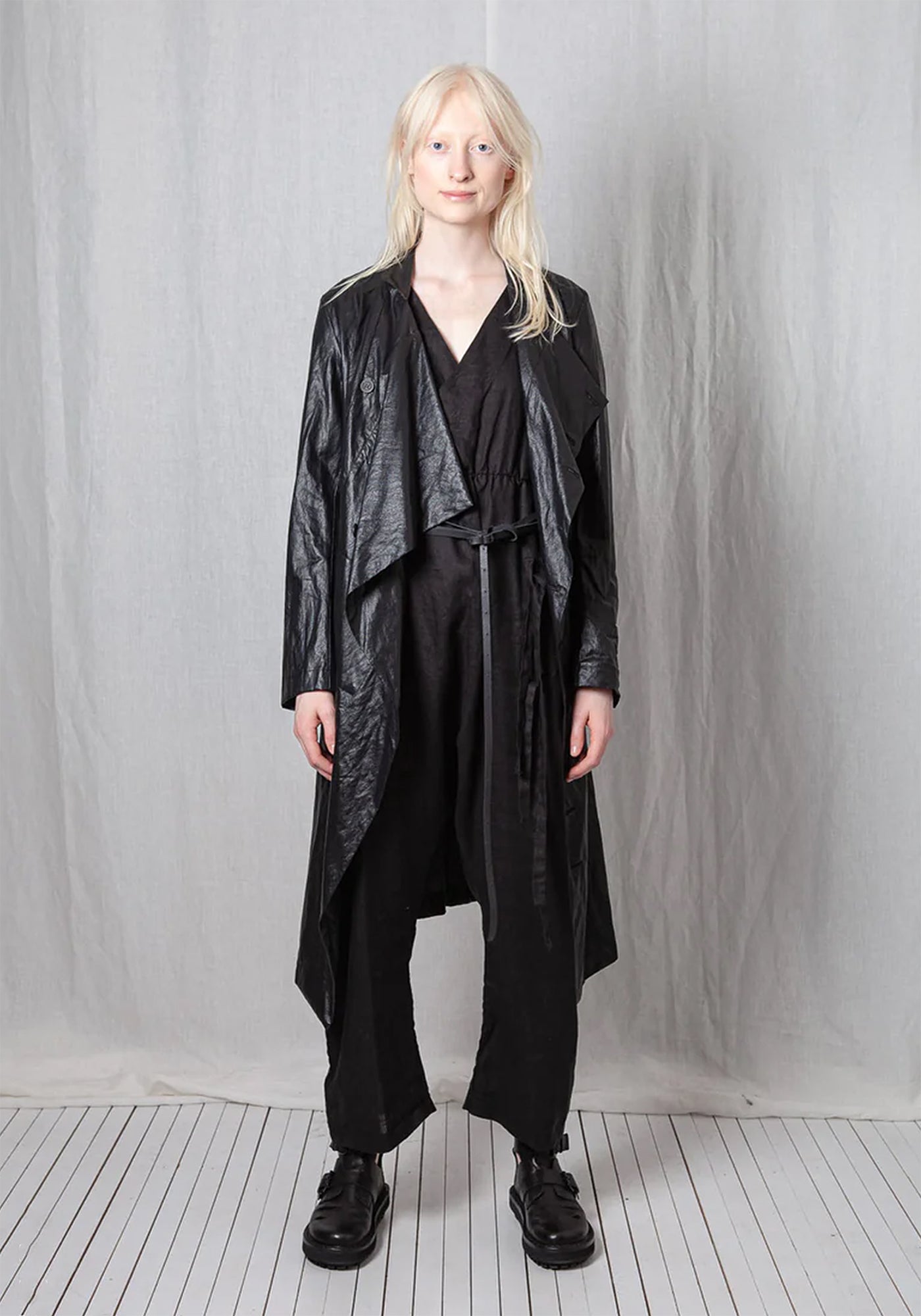 Coated Viscose Draped Panels Coat