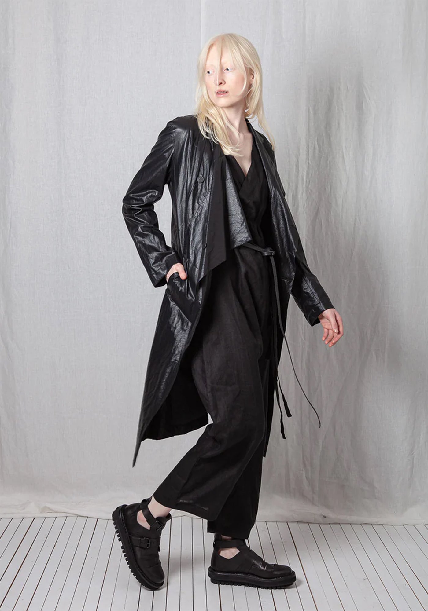 Coated Viscose Draped Panels Coat