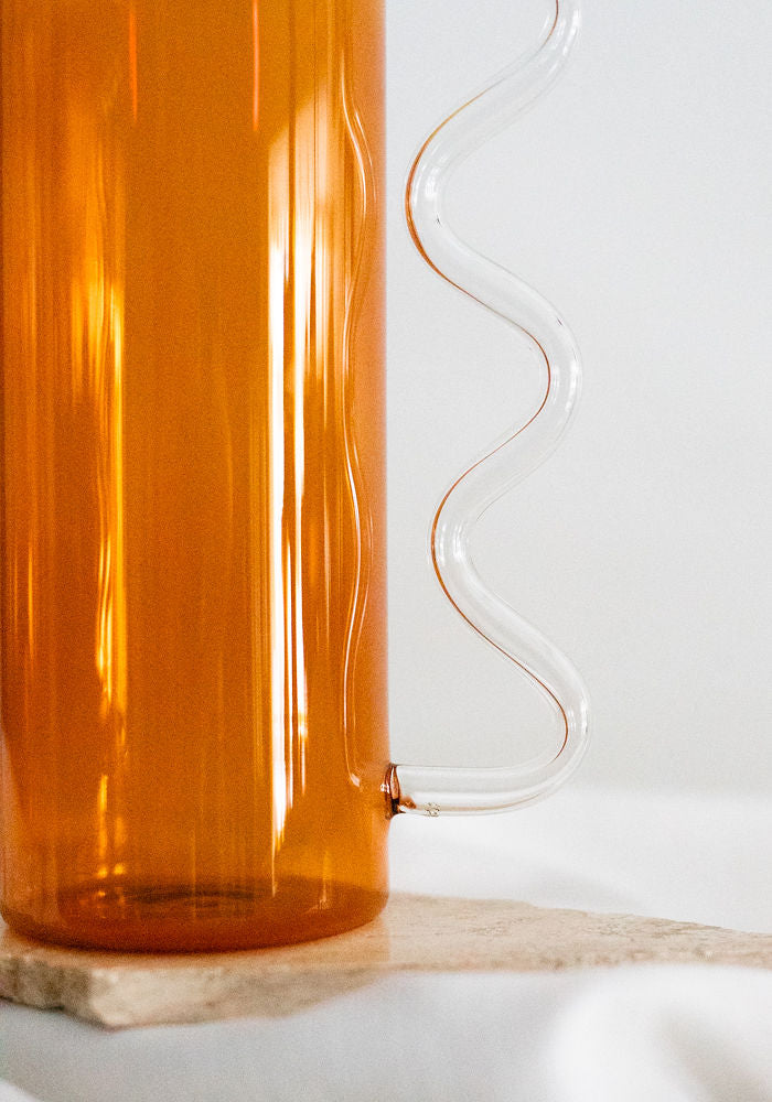 Amber and Clear Wave Pitcher