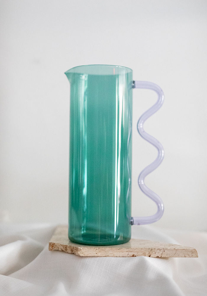 Teal and Lilac Wave Pitcher